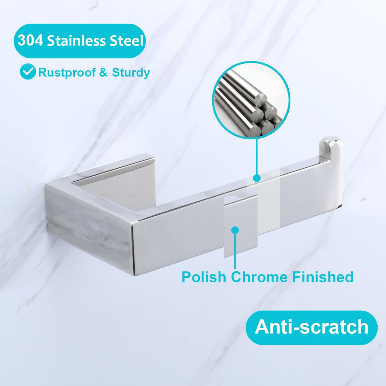 TocTen Stainless Steel Toilet Paper Holder - Heavy Duty 304 Wall Mounted Bathroom Tissue Holder for Large Rolls, Chrome Finish (5.9 Inch) - Perfect for Home, Office & Kitchen Use