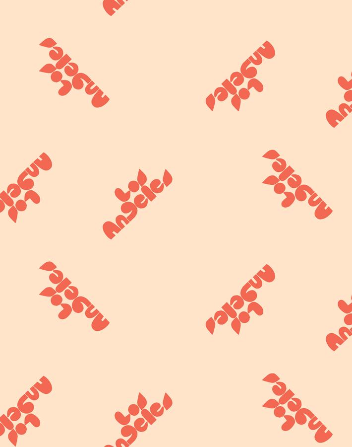 Clare V. Retro Red & Peach Los Angeles Wallpaper - Vintage-Inspired Peel & Stick Wallpaper for Bedroom, Living Room, or Office Decor