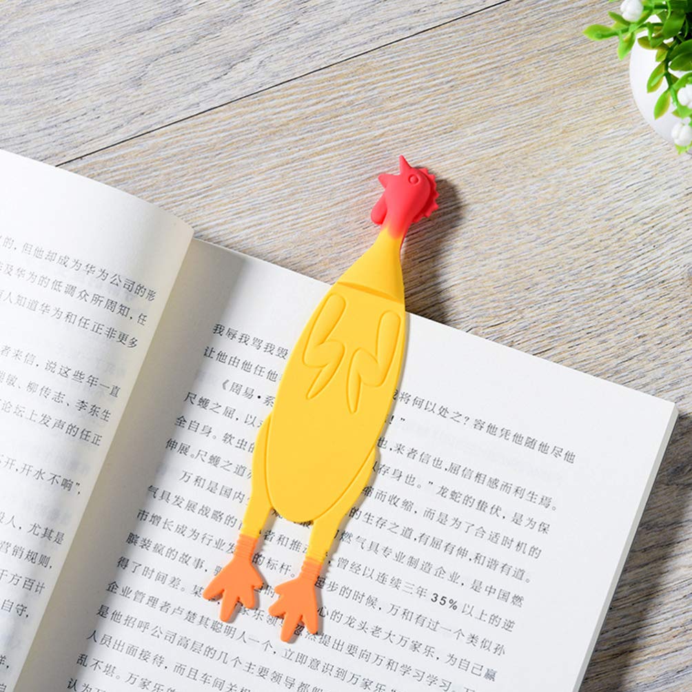 NUOBESTY Funny Screaming Chicken Bookmark - Plastic Animal Corner Bookmarks for Kids, Book Lovers & Gifts - Unique Novelty Reading Accessories for Children's Books, Gifts & School Supplies
