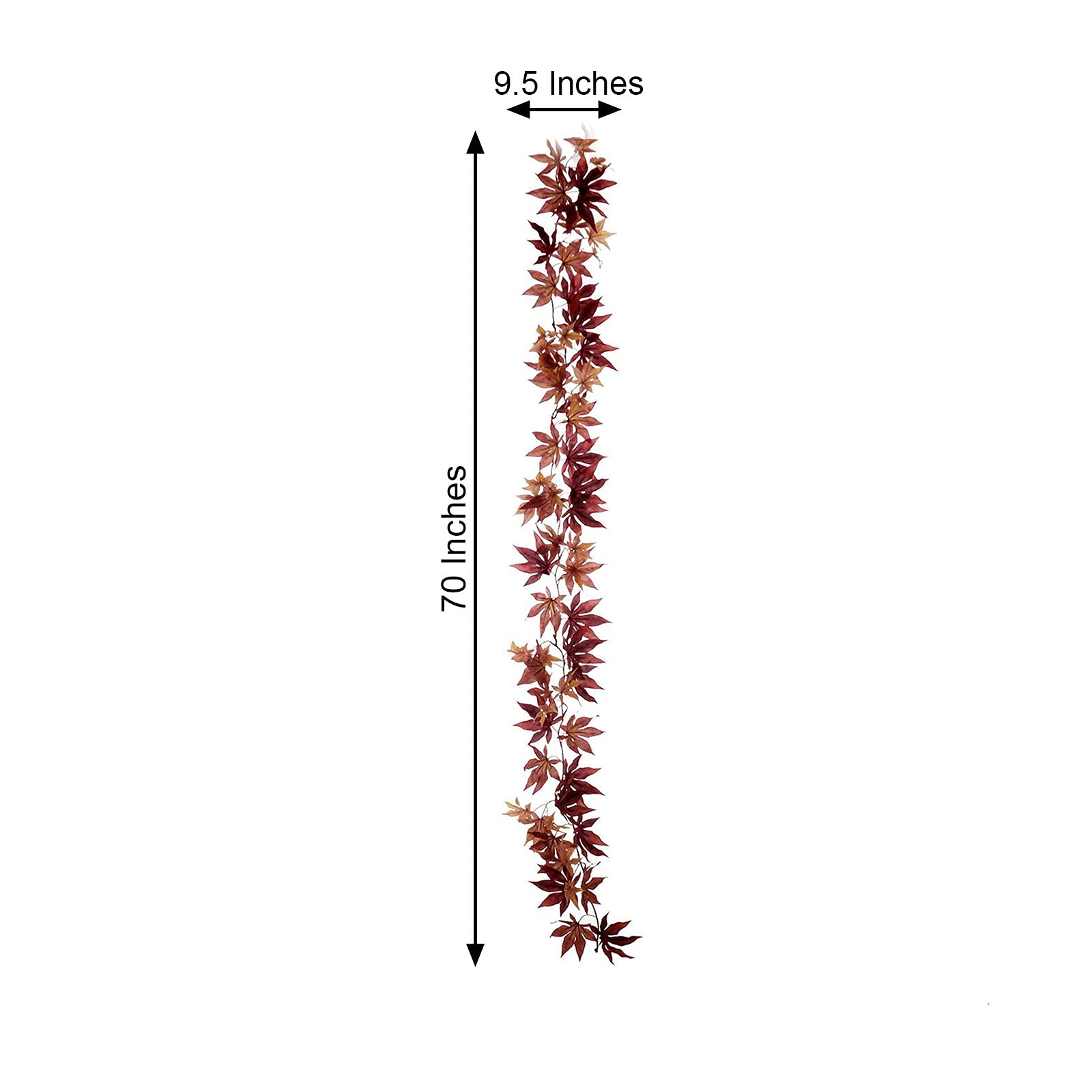70-Inch Burgundy Artificial Fall Maple Leaf Garland - Faux Autumn Foliage for Wedding, Party & Reception Decor - Home & Event Decoration Supplies