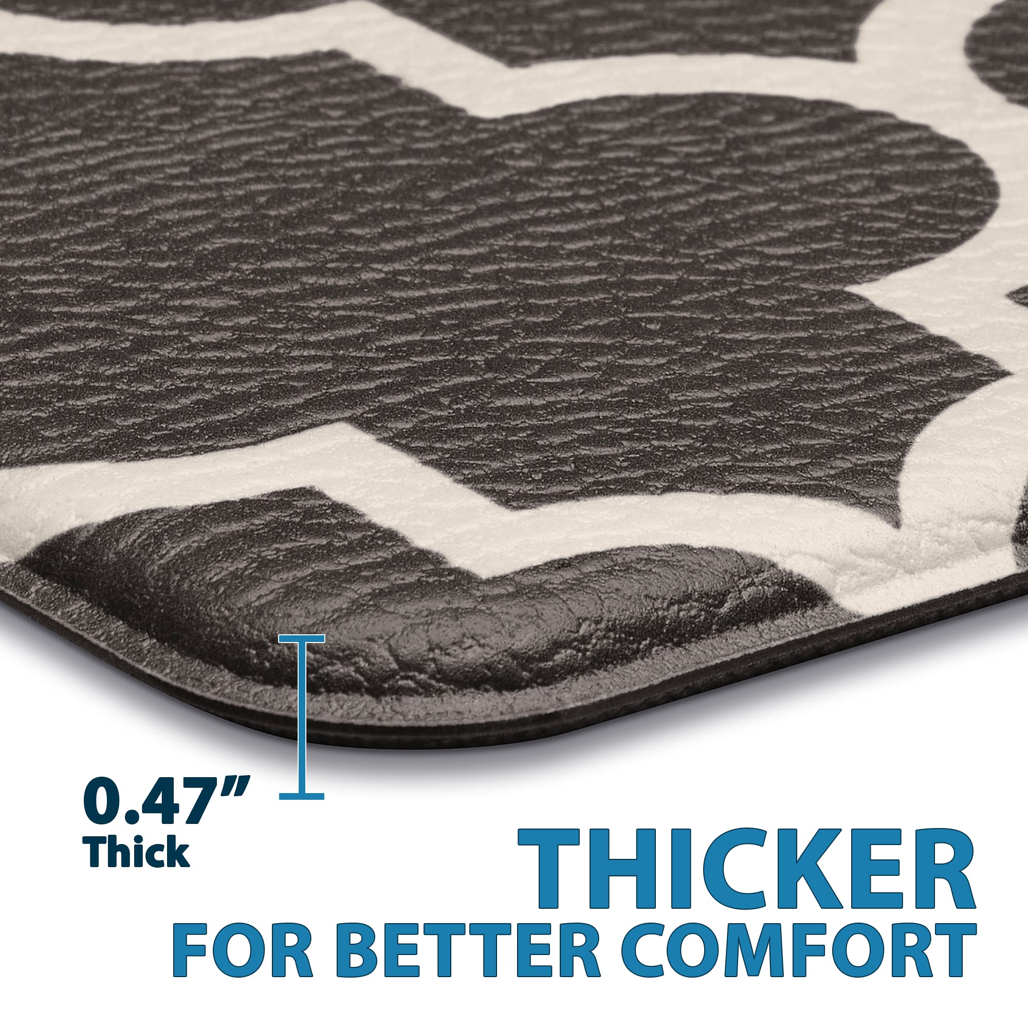 ComfiLife Anti-Fatigue Kitchen Floor Mats (2-Pack) - Extra Thick Cushioned, Non-Slip, Waterproof Standing Mat for Home & Office - Easy to Clean Kitchen Rug for Sink, Laundry & Cooking Areas - Perfect for Long Hours of Standing While Cooking, Washing Dishes or Doing Laundry (Brown)
