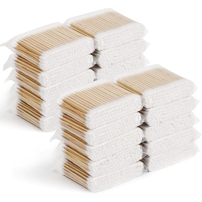Organic Bamboo Cotton Swabs for Ear Cleaning - 100% Pure & Soft Premium Cotton Buds, 1500 Sticks (3000 Tips) - Gentle Baby Hygiene & Care, Eco-Friendly Ear Cleaner - Perfect for Makeup Removal, First Aid, and Crafting (Pack of 20)
