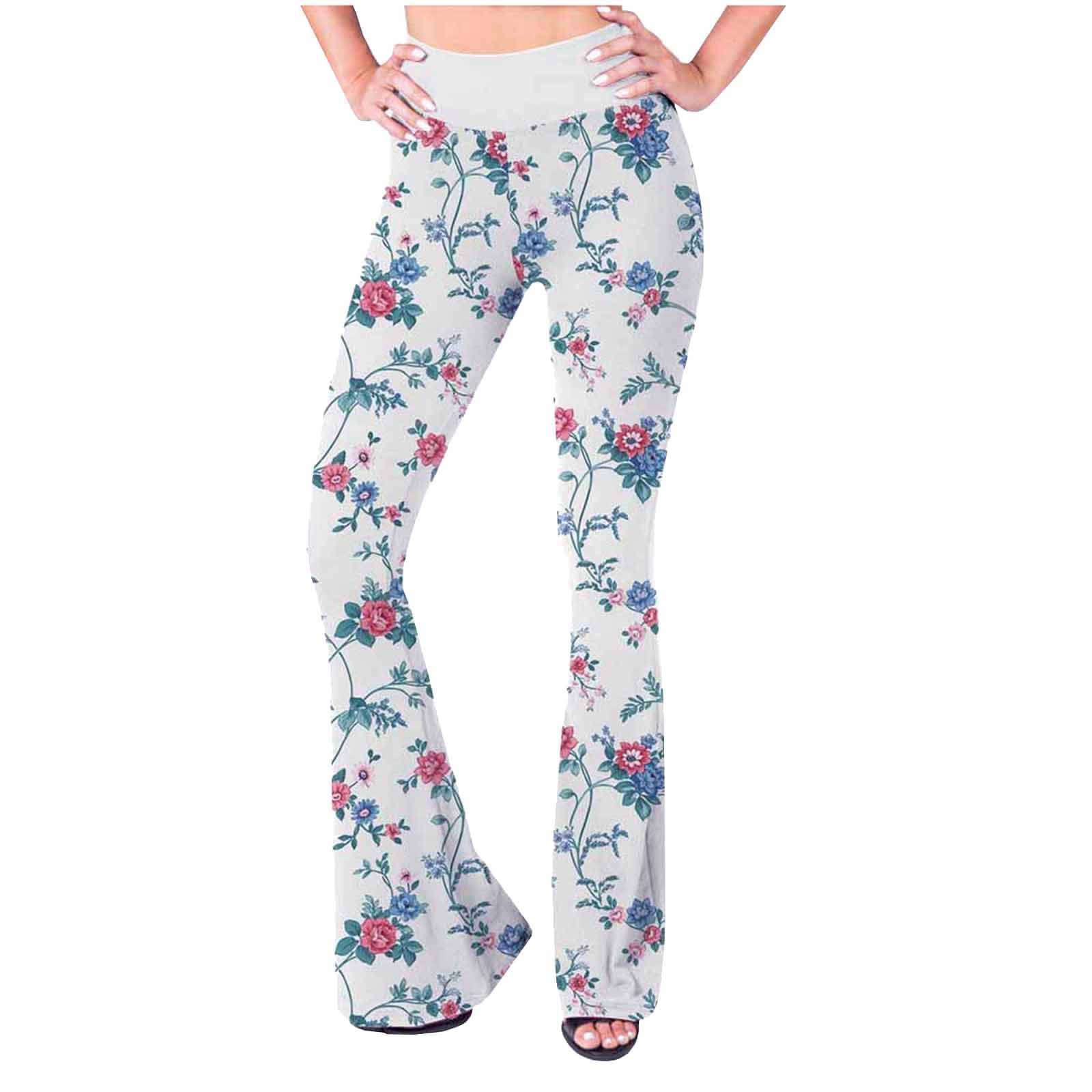 GERsome High Waisted Yoga Pants for Women - Floral Print Bootcut Leggings with Tummy Control, Stretchy & Non-See Through - Perfect for Workouts, Running & Casual Wear