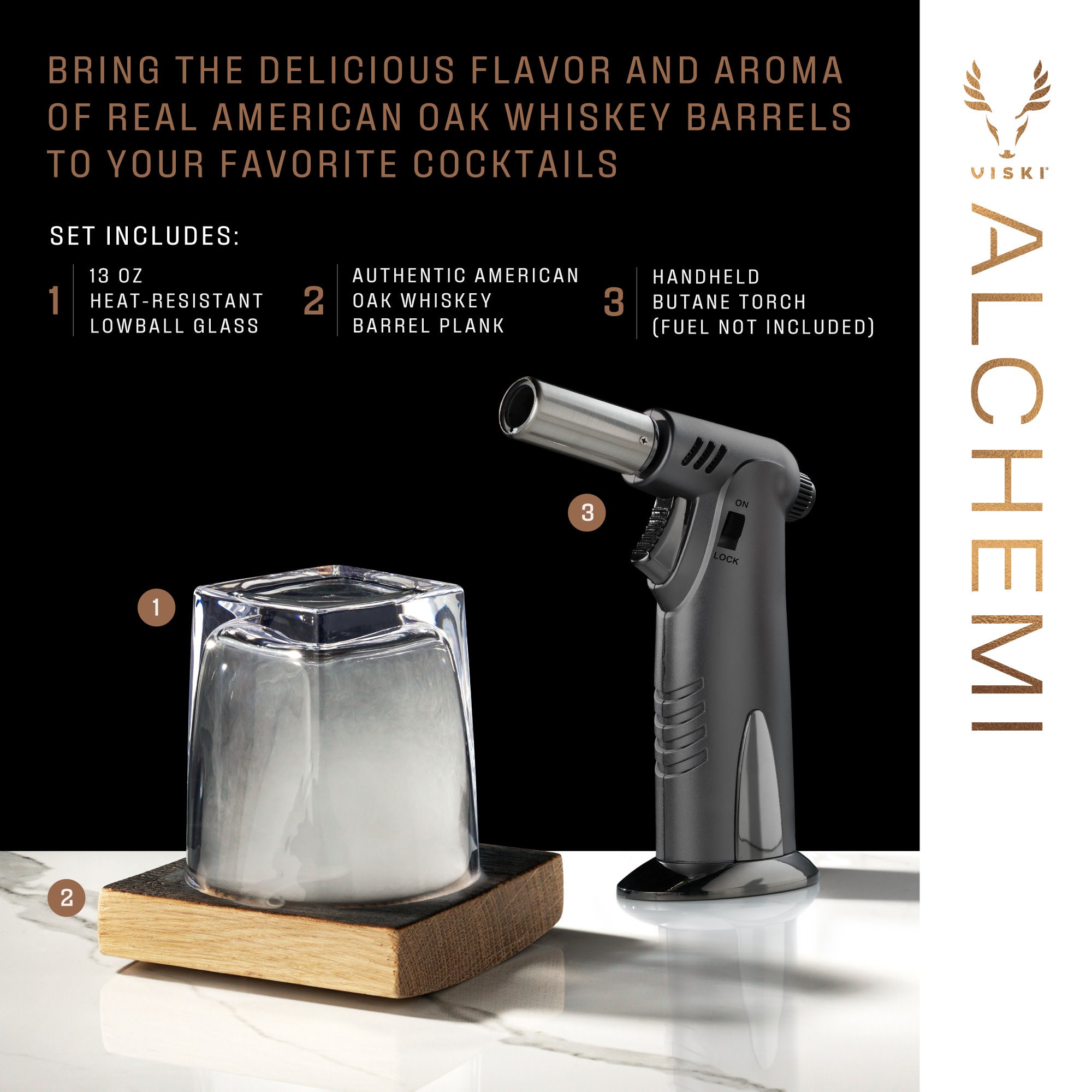 Premium Alchemi Barrel Board Smoking Kit - Wooden Smoking Accessories Set for BBQ, Grilling & Meat Curing - Perfect for Backyard Cookouts, Camping & Outdoor Entertaining