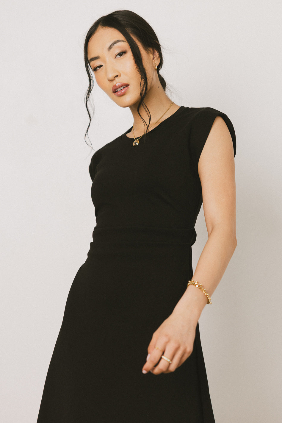 Kyra Black Midi Dress for Women - Elegant Casual & Party Wear - Perfect for Office, Date Night & Special Occasions
