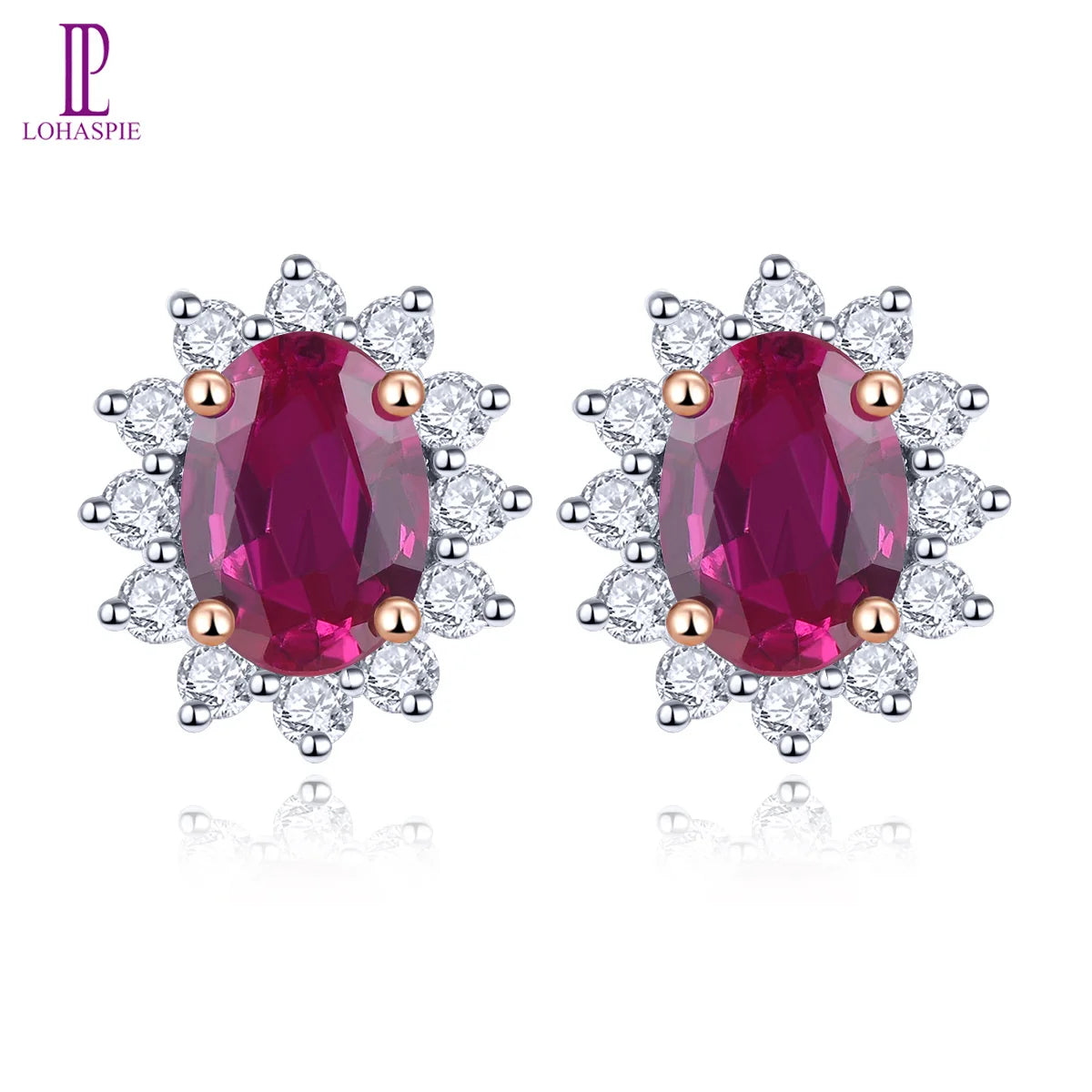 Natural Ruby and Diamond Sunflower Stud Earrings - 14K Rose Gold Fine Jewelry Gift for Women, Bridesmaids, Anniversary, Birthday | Elegant Everyday Wear & Special Occasions