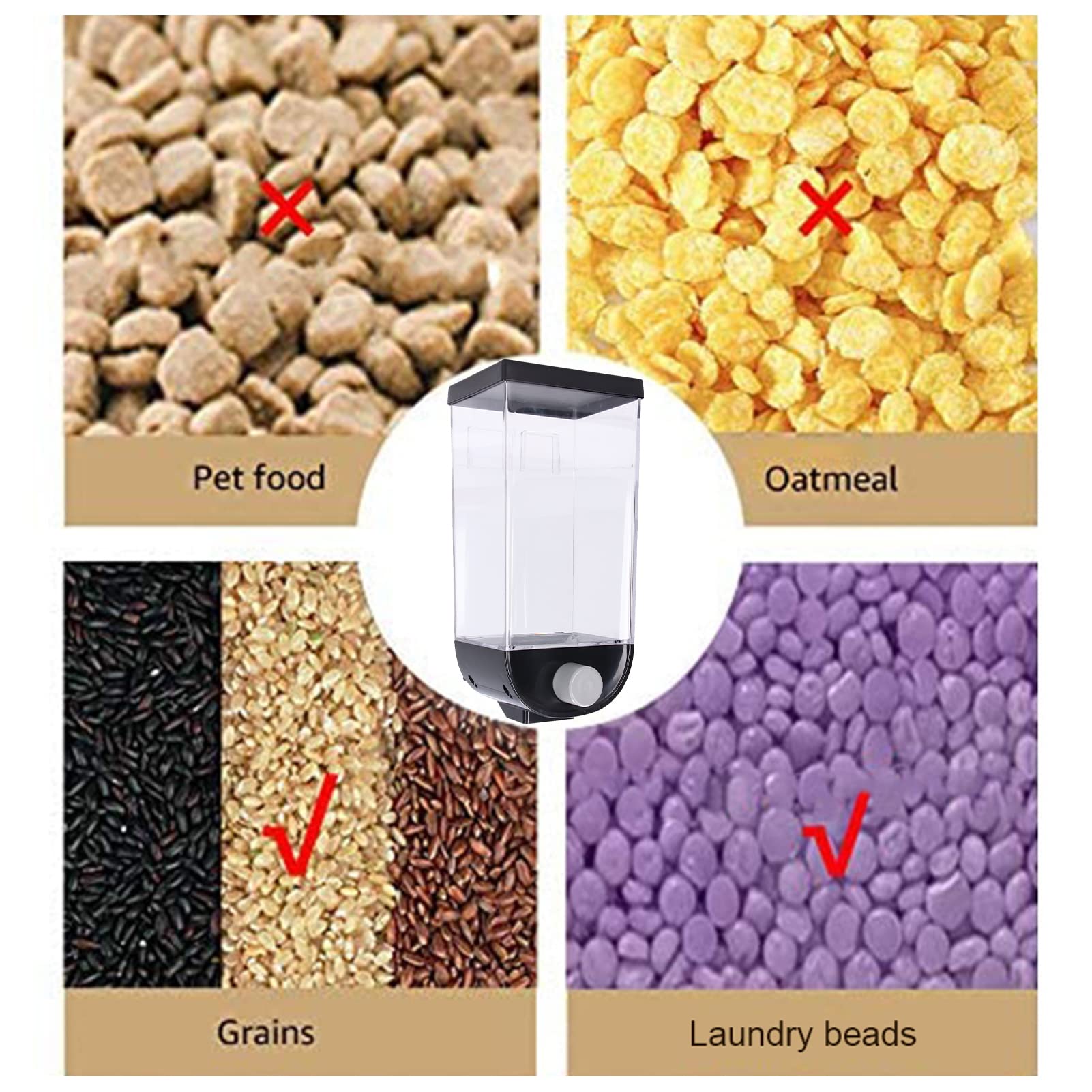 Airtight Food Storage Container - 1.5L Wall Mounted Kitchen Dispenser for Dry Food, Nuts, Candy, Beans, Pet Food | Perfect for Pantry Organization & Easy Access to Snacks