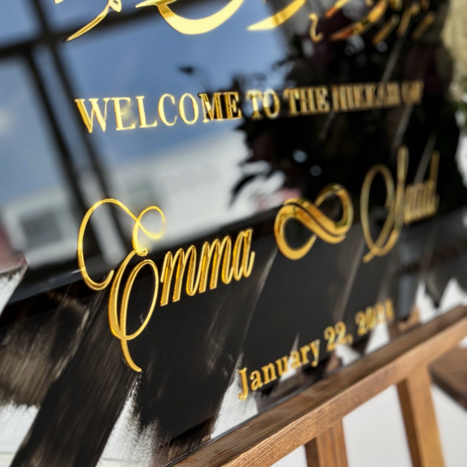 Islamic Wedding Sign - Basmala Calligraphy Mirror for Muslim Nikkah Ceremony - Perfect for Home Decor & Islamic Wedding Decorations