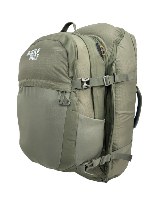 Black Wolf Grand Teton 75L Backpacking Backpack - Moss Green for Hiking, Camping & Outdoor Adventures