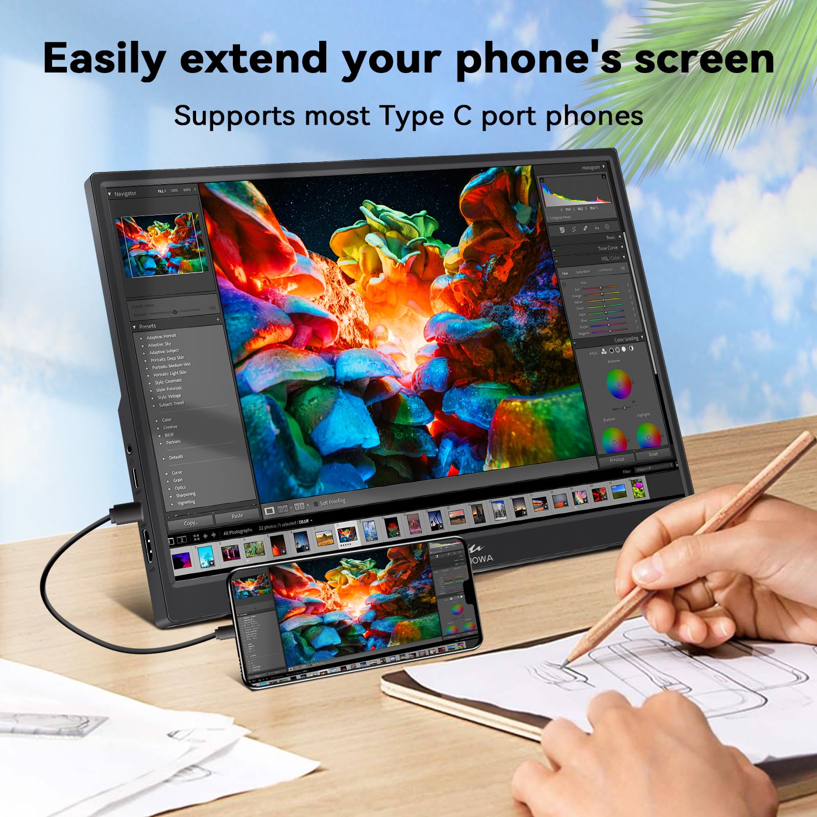 Kenowa 14 Inch Portable Touchscreen Monitor - IPS FHD 1920x1200P Display with USB-C & HDMI - External Screen for Laptop, PC, Mac, Raspberry Pi, Xbox, PS3/PS4, Nintendo Switch - Perfect for Gaming, Work & Travel
