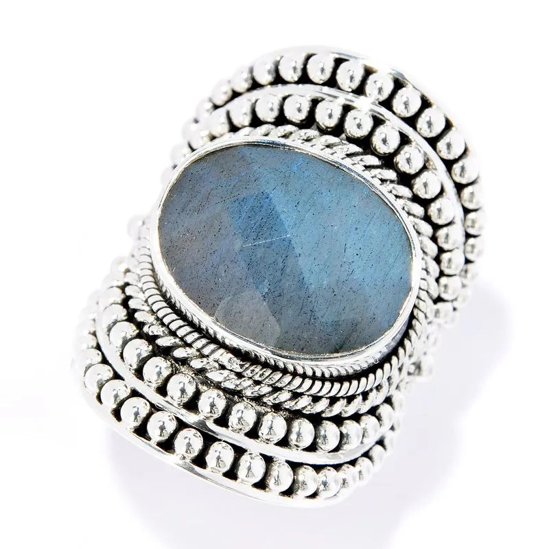 Labradorite Gemstone Ring - Elegant & Unique Jewelry for Women | Perfect for Weddings, Parties & Everyday Wear