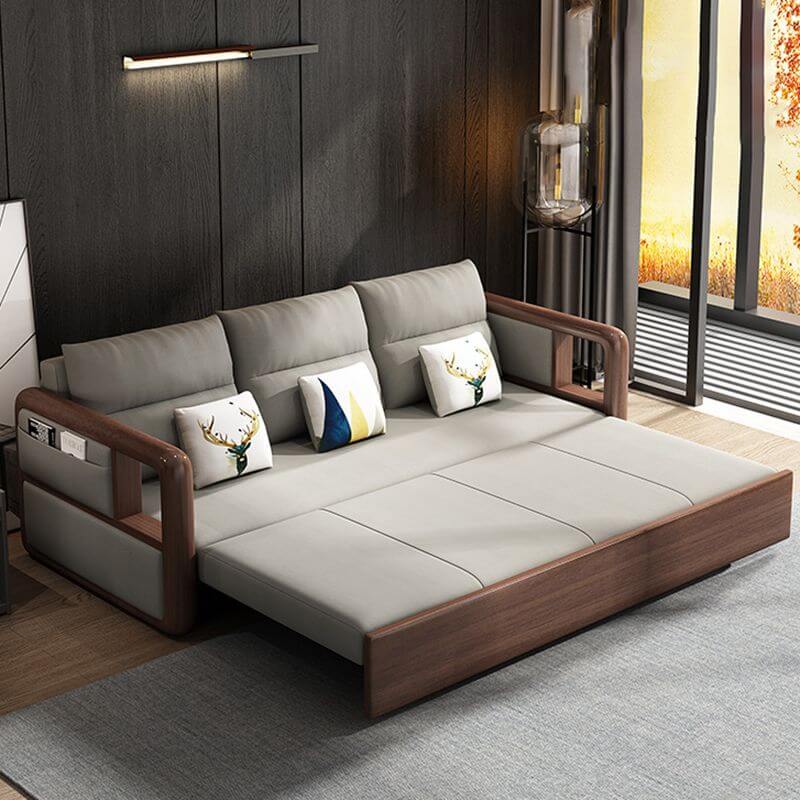 Modern Leather Sofa for Small Apartments - Convertible Backrest Sofa Bed for Living Room, Guest Room & Studio - Comfortable & Space-Saving Furniture