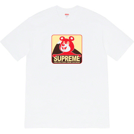 Supreme Bear Graphic T-Shirt for Men - White Cotton Short Sleeve Tee - Streetwear Fashion for Casual Wear & Hip Hop Style