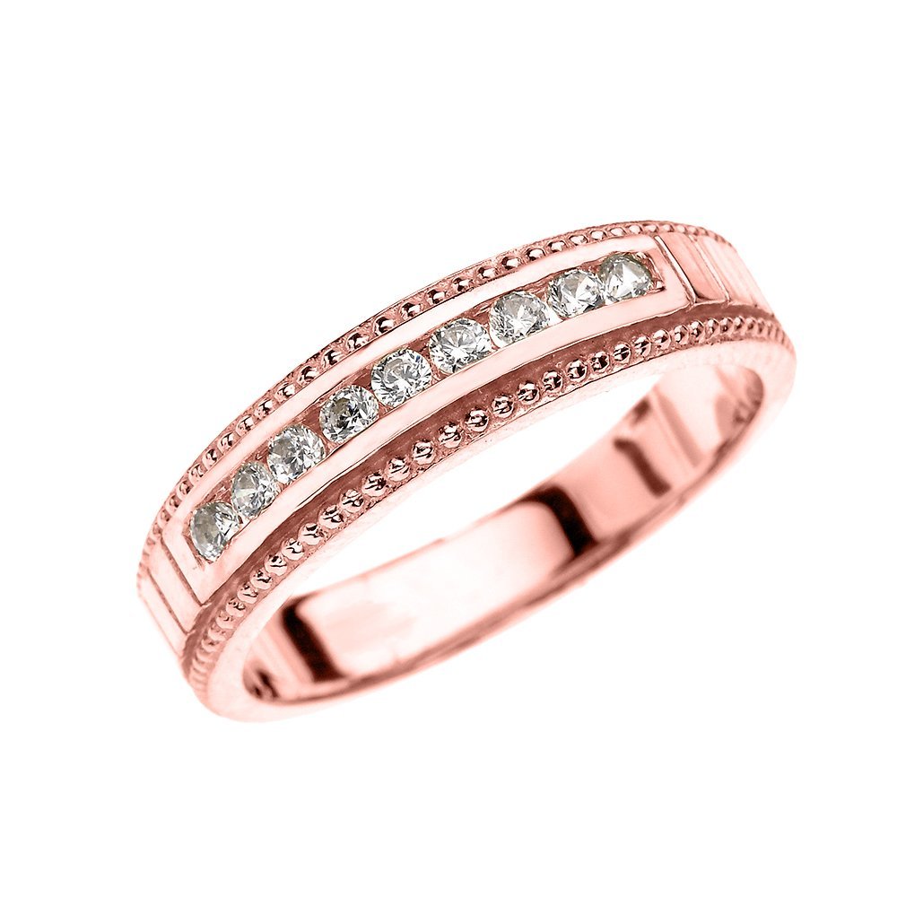 10K Rose Gold Diamond Wedding Band Ring for Men - Elegant & Durable Wedding Ring for Grooms, Engagement, Anniversary, and Special Occasions