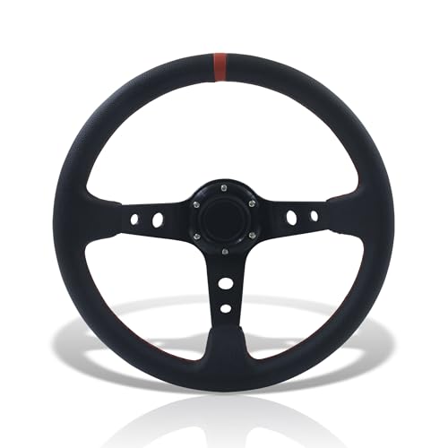 PVC Leather / Black Center / Red Stitching