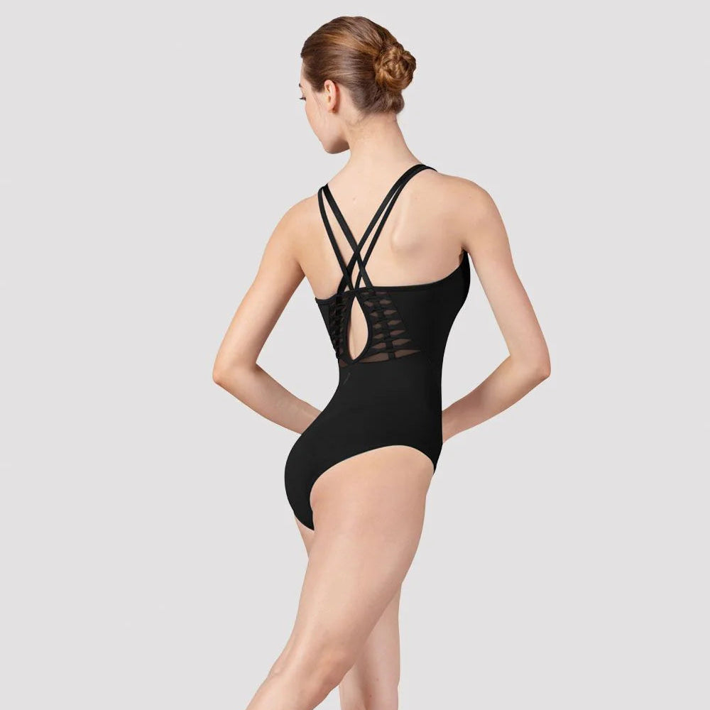 Bloch Black Lucey Cross Back Leotard for Ballet, Dance & Gymnastics - Women's Stretch Performance Leotard for Dance Class, Recital & Practice