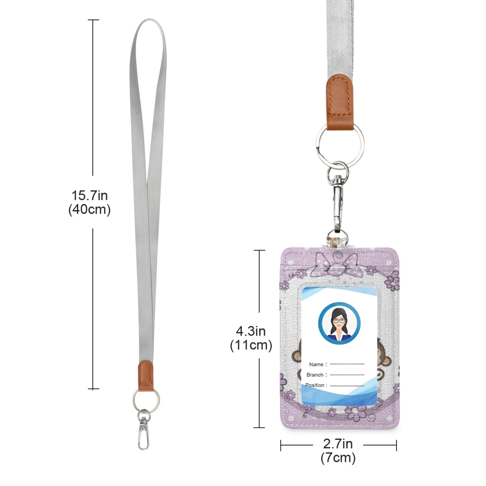 Cute Monkey ID Badge Holder with Lanyard - Office & School Staff Use