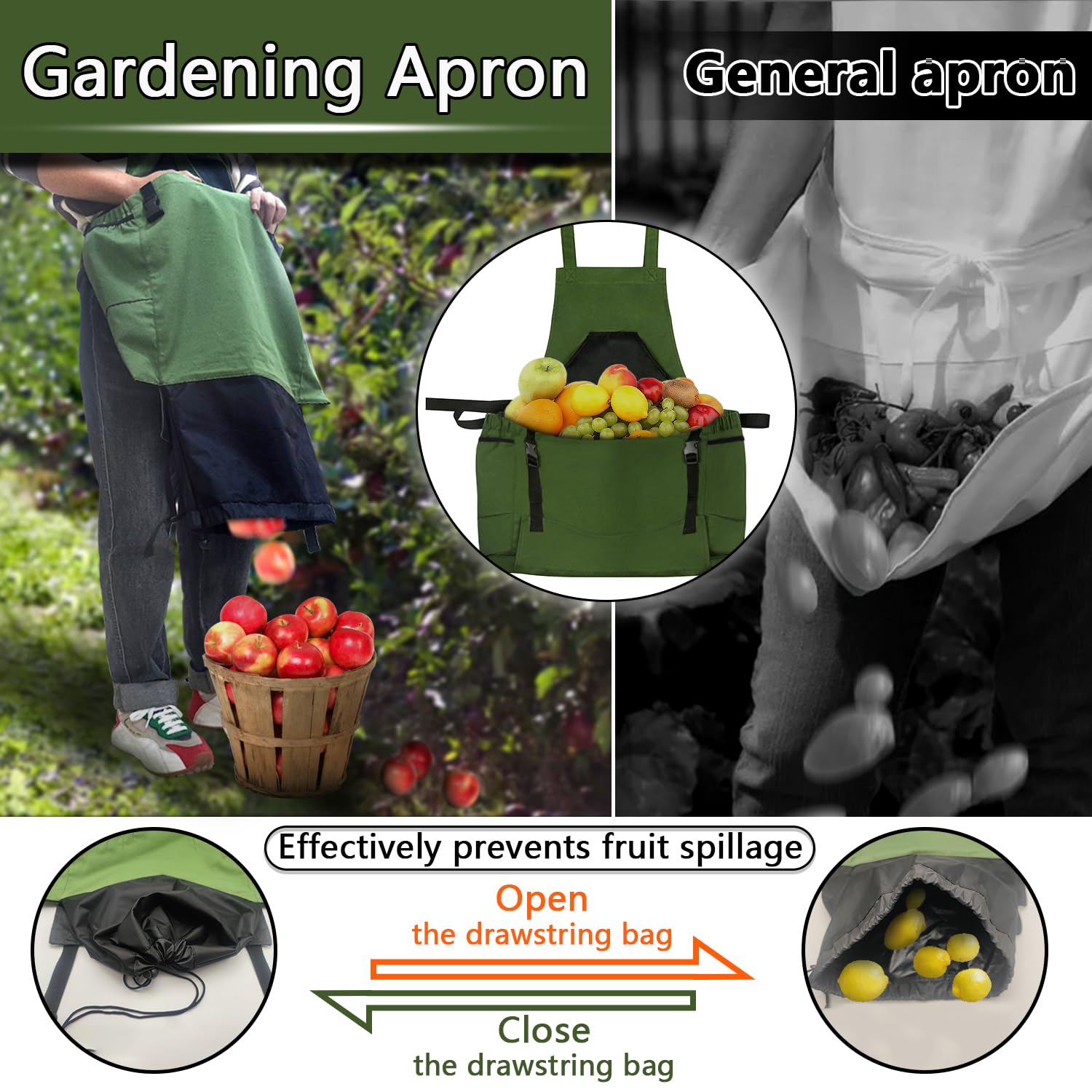 Durable Gardening Apron with Pockets for Men & Women - Heavy Duty Harvest Apron for Planting, Weeding & Outdoor Work - Perfect Gardening Gift for Her & Him - Ideal for Gardeners, Farmers & DIY Enthusiasts