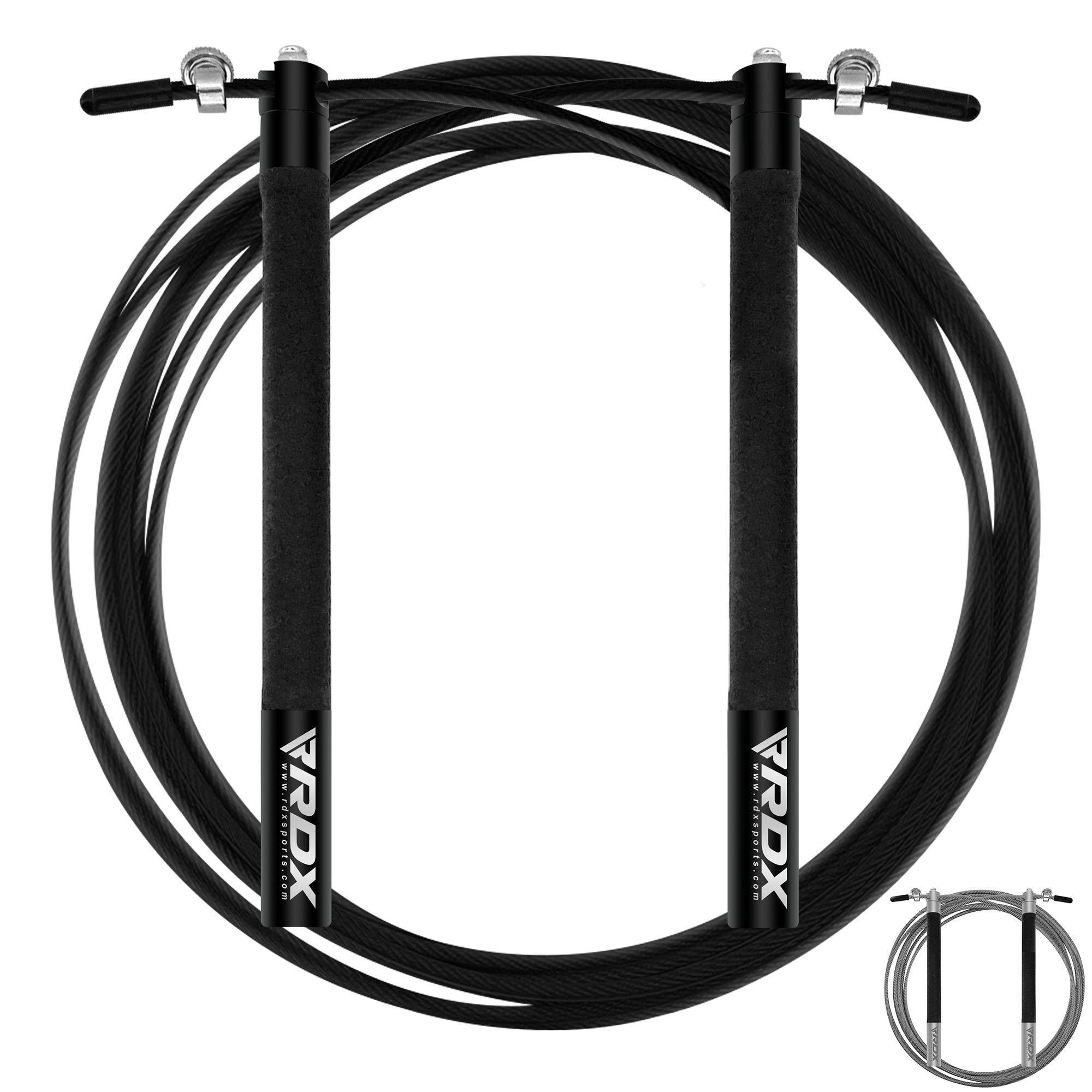 RDX Adjustable Skipping Rope - 10.3FT Tangle-Free PVC Coated Steel Jump Rope with Non-Slip PP Handles & 360° Dual Ball Bearings for Fat Burning, Weight Loss, HIIT, MMA, Yoga - Perfect for Home Gym, Fitness & Workout Routines