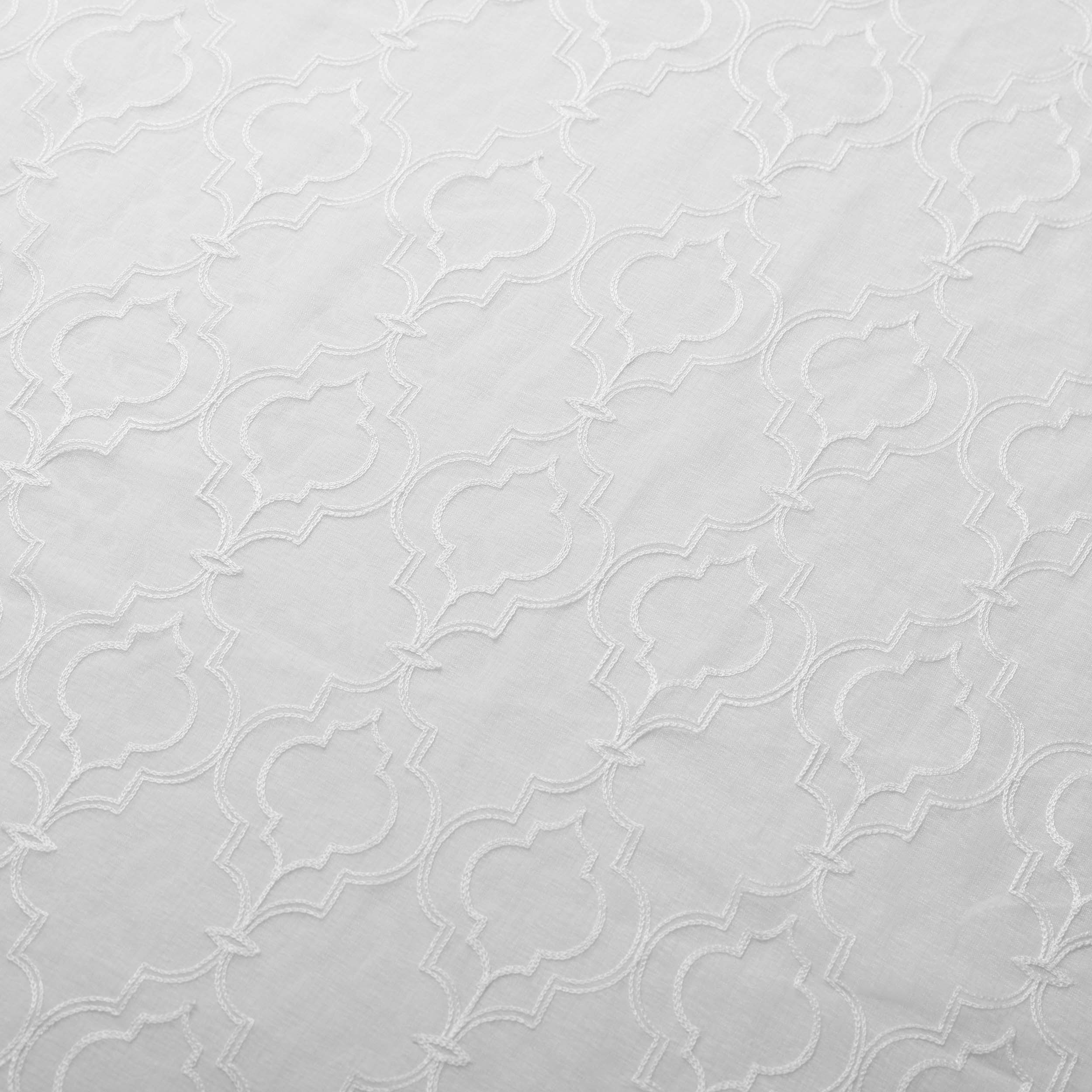 Embroidered Imperial Trellis Sheer Grommet Curtain Panel Set - Elegant Window Treatment for Living Room & Bedroom - Light Filtering & Privacy