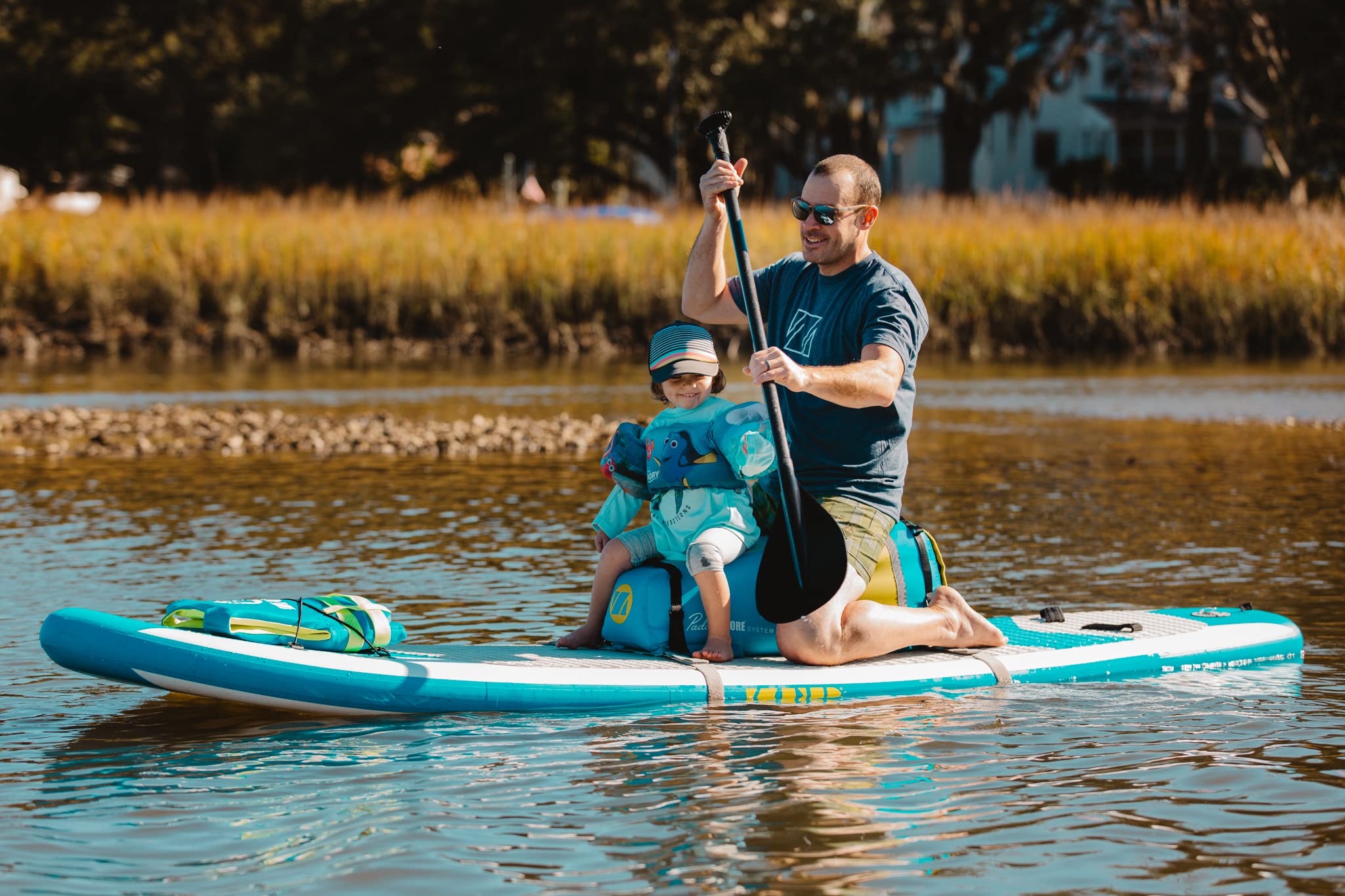ZUP Boomer iSup Stand Up Paddle Board Combo - Inflatable SUP for All Ages - Perfect for Lakes, Rivers & Calm Waters - Includes Paddle & Accessories - Blue & White Design - Great for Fitness, Yoga & Family Fun