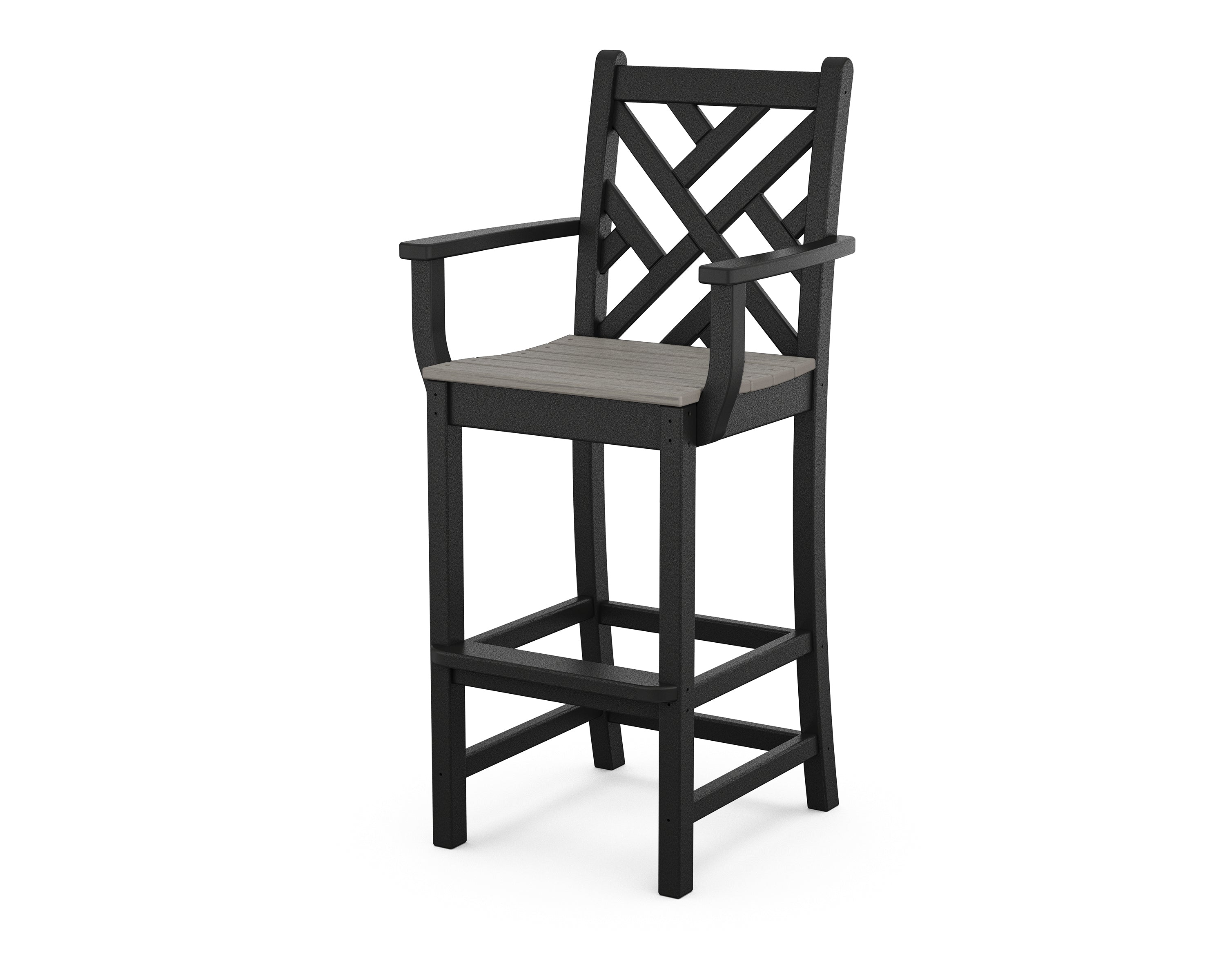 POLYWOOD Chippendale Bar Arm Chair - Outdoor & Indoor Durable Resin Wicker Dining Chair for Patio, Deck, Poolside, and Restaurant Use