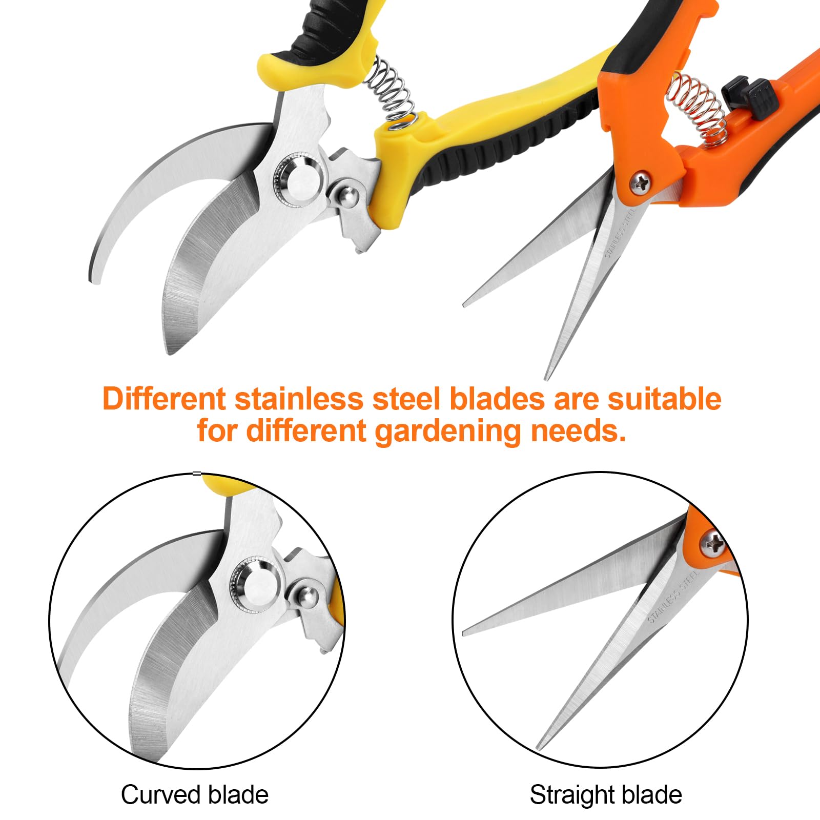 2 Pack Stainless Steel Pruning Shears - Sharp Garden Shears & Clippers with Soft Grip Handle for Trimming Plants, Flowers, and Shrubs | Perfect Gardening Tools for Home & Professional Use