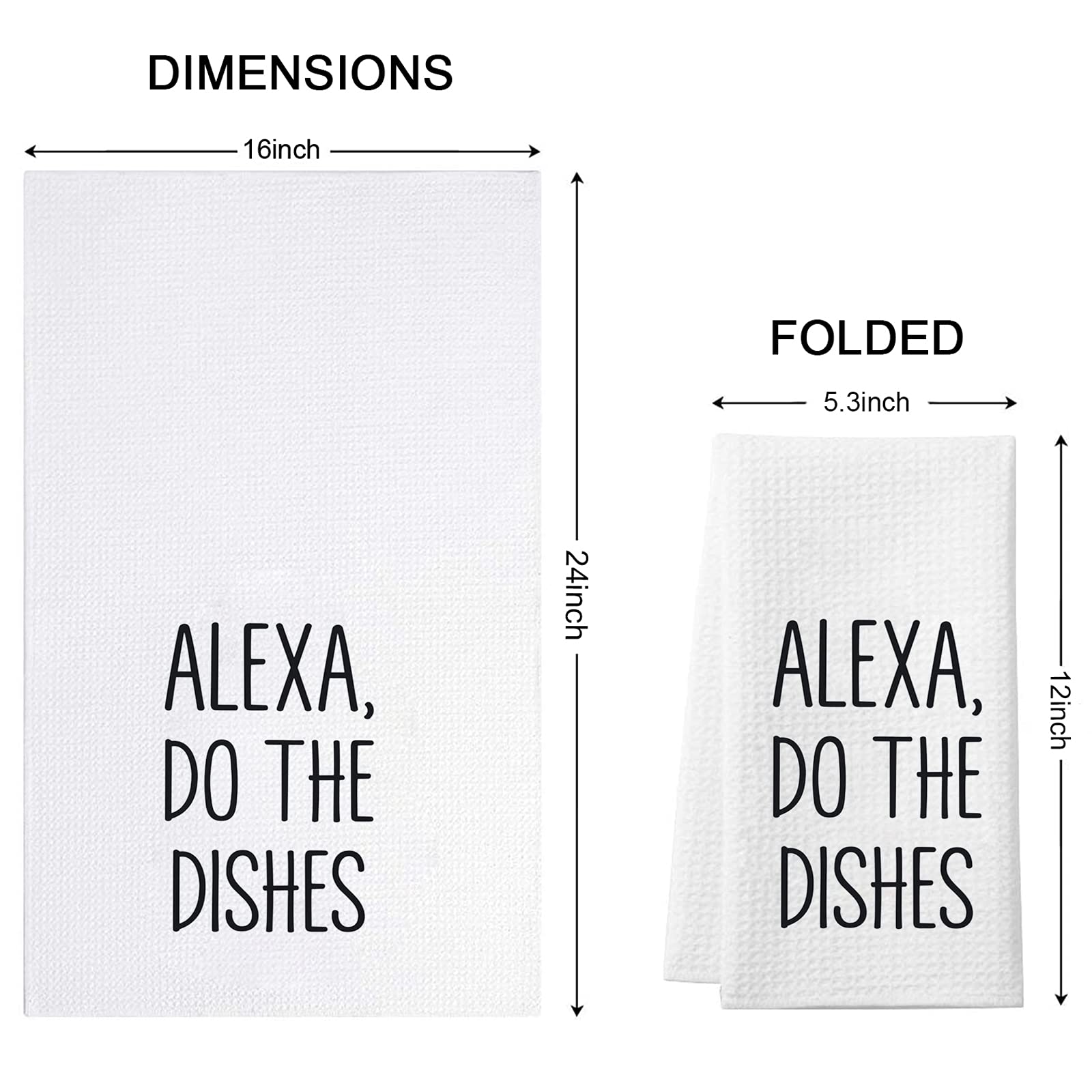 Funny Kitchen Towel with Alexa Do The Dishes Print - Unique Housewarming & Hostess Gift for Coffee Lovers - Perfect for Kitchen Decor, Parties & Gag Gifts
