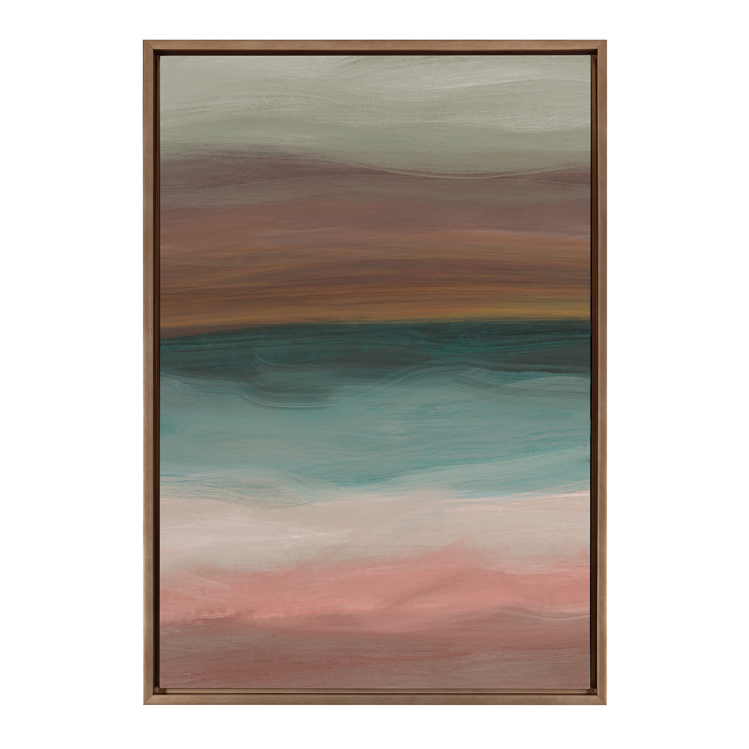 Kate & Laurel Sylvie Peace Framed Canvas Wall Art - 23x33 Inches Gold Abstract Print for Living Room, Bedroom & Office Decor | Calming Modern Artwork by Oris Eddu