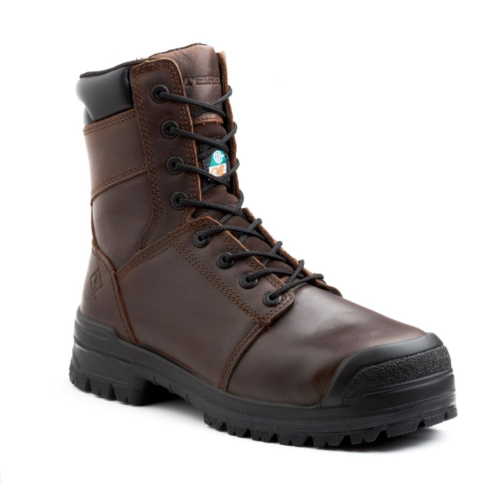 Terra Contractor TR0A4NQZBRN Men's Size 8 Composite Toe Safety Work Boots - OSHA Approved for Construction, Warehouse & Industrial Work
