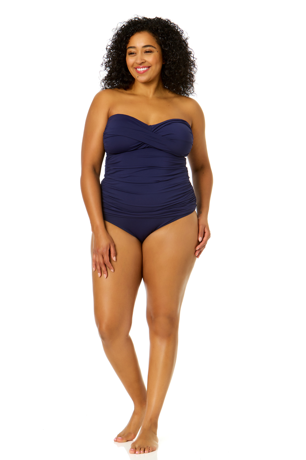 Anne Cole Plus Size Twist Front Bandeaukini Swim Top - Women's Flattering Swimwear for Beach & Pool Vacations