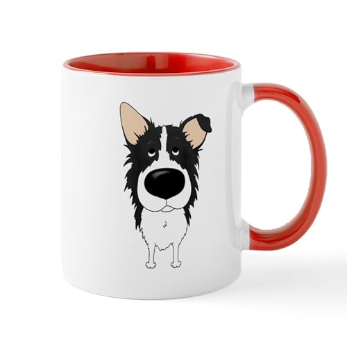 White/Red Inside - Big Nose/Butt Border Collie Mug
