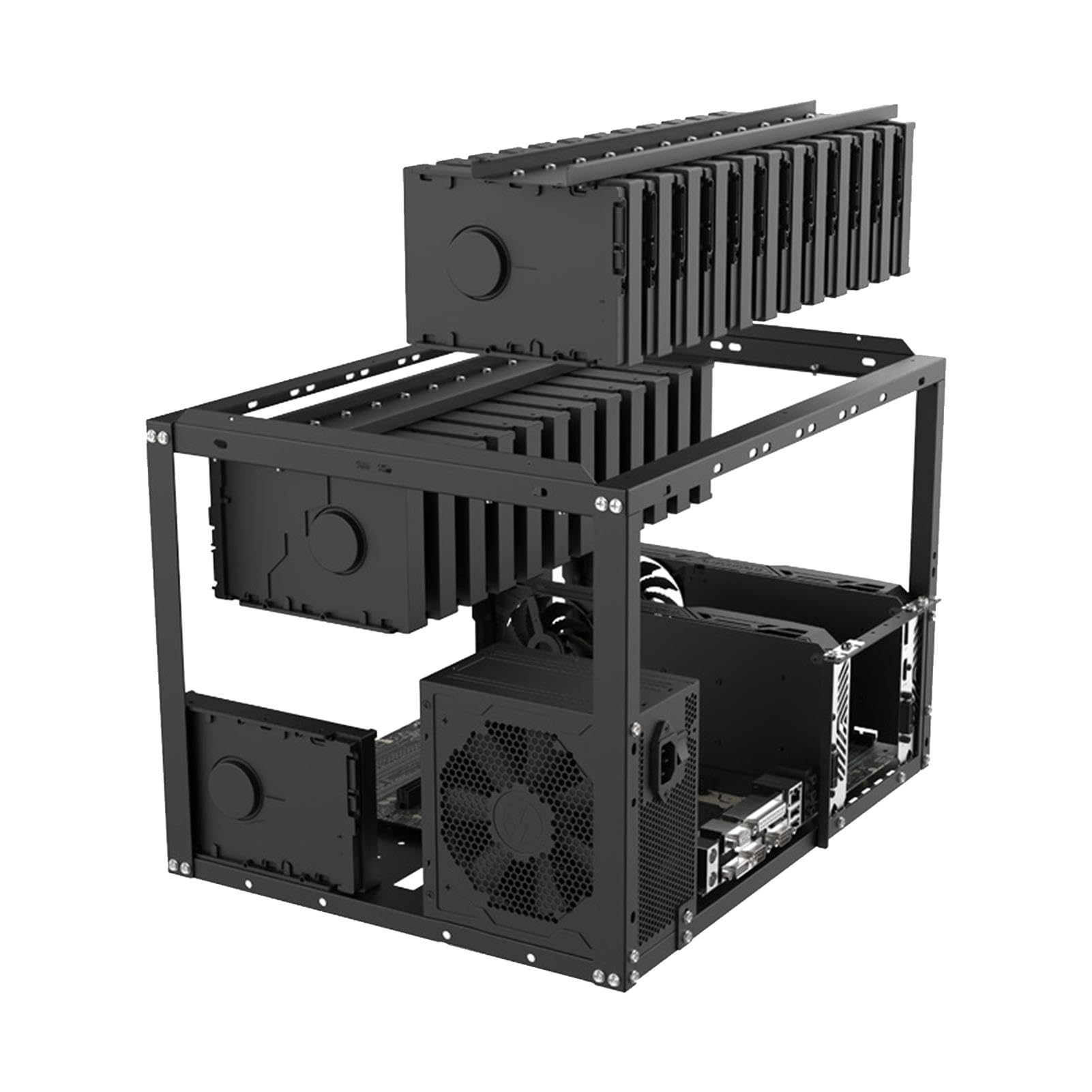 Open Frame Computer Case - Stackable ATX PC Chassis for Gaming & Mining Rigs, Rack Mount Stand for Cryptocurrency Mining, Home Office & Workstation Setup
