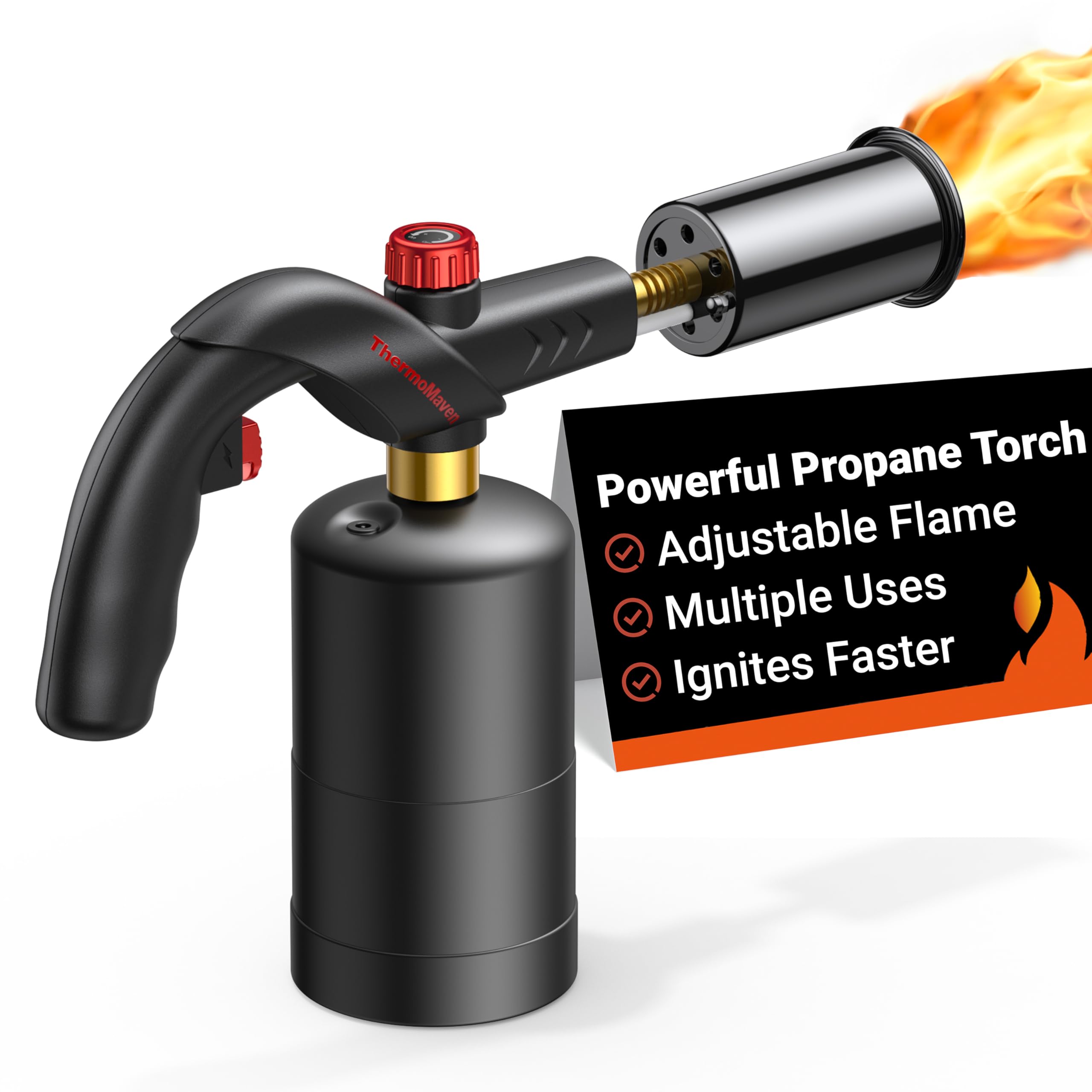 **High-Powered Adjustable Propane Torch for Cooking - Culinary Torch Lighter for Sous Vide, Searing Steak, BBQ, Grilling & Campfire Charcoal Starter (Propane Tank Not Included) - Perfect for Home Chefs & Outdoor Cooking**