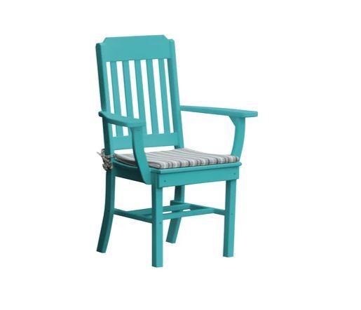 A & L Furniture Traditional Dining Chair with Arms - Solid Wood Upholstered Seat - Elegant Home Dining Room Furniture for Family Gatherings & Dinner Parties