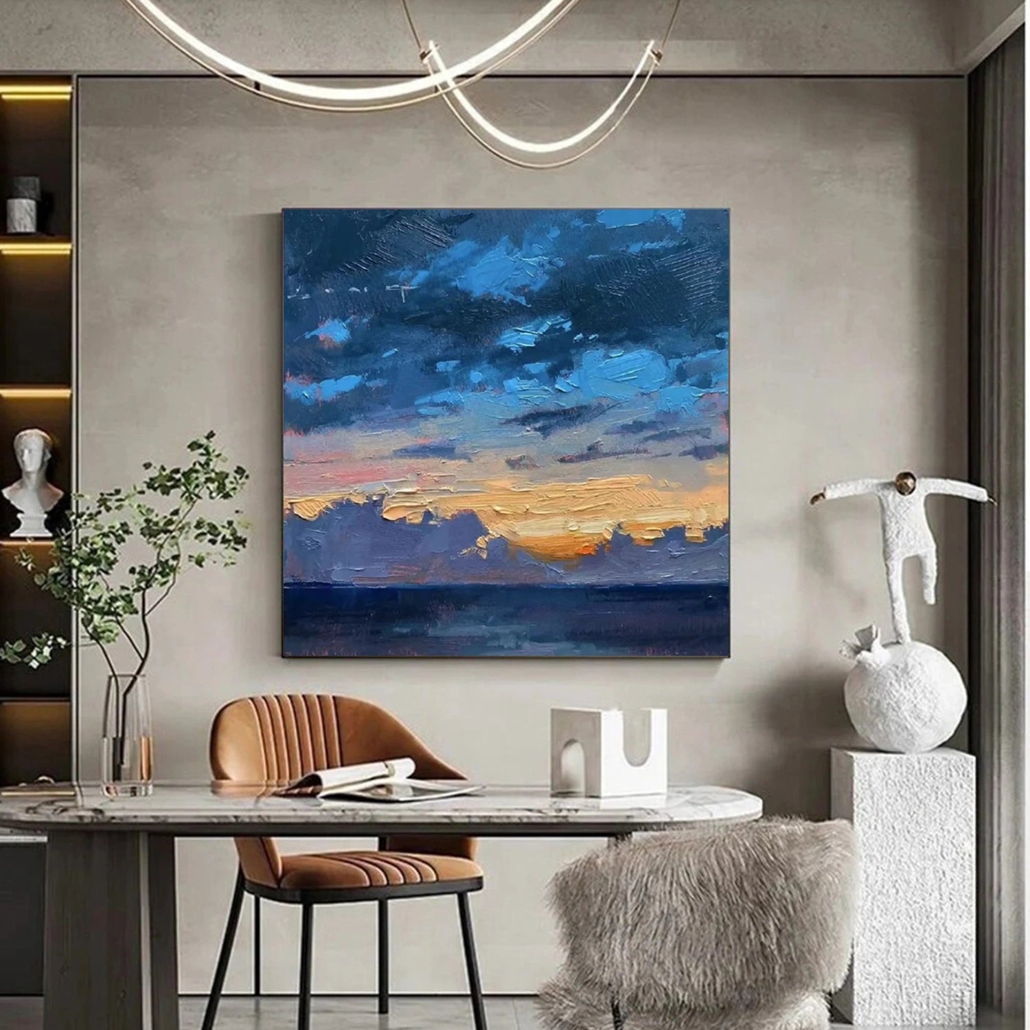 Abstract Wall Art #AB 470 - Modern Canvas Painting for Living Room, Bedroom & Office Decor - Handmade Contemporary Home Decoration