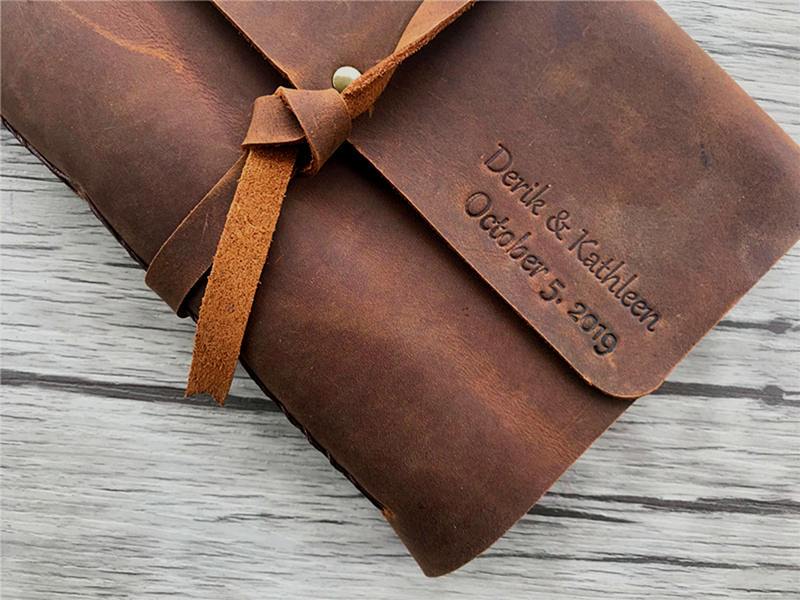 Custom Leather Photo Album - Personalized Memory Book for Weddings, Anniversaries & Baby Keepsakes | Handmade Scrapbook for Cherished Moments