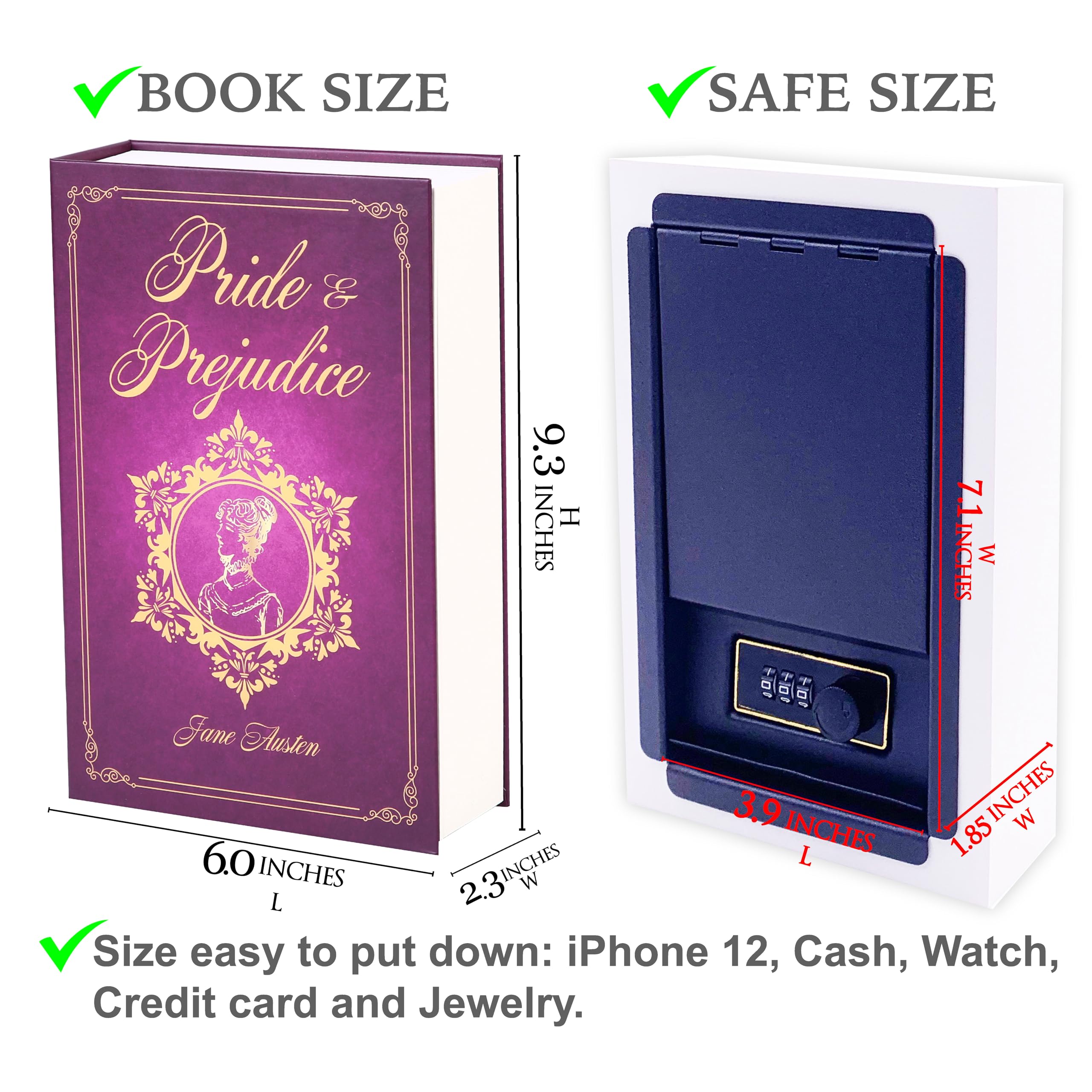 Pride & Prejudice Diversion Book Safe with Combination Lock - Hidden Secret Storage Box for Cash, Jewelry & Valuables - Perfect for Home, Office & Travel Security