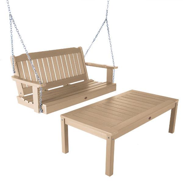Lehigh 4ft Swing and Coffee Table - Versatile Indoor/Outdoor Furniture for Patio, Living Room, or Office Use