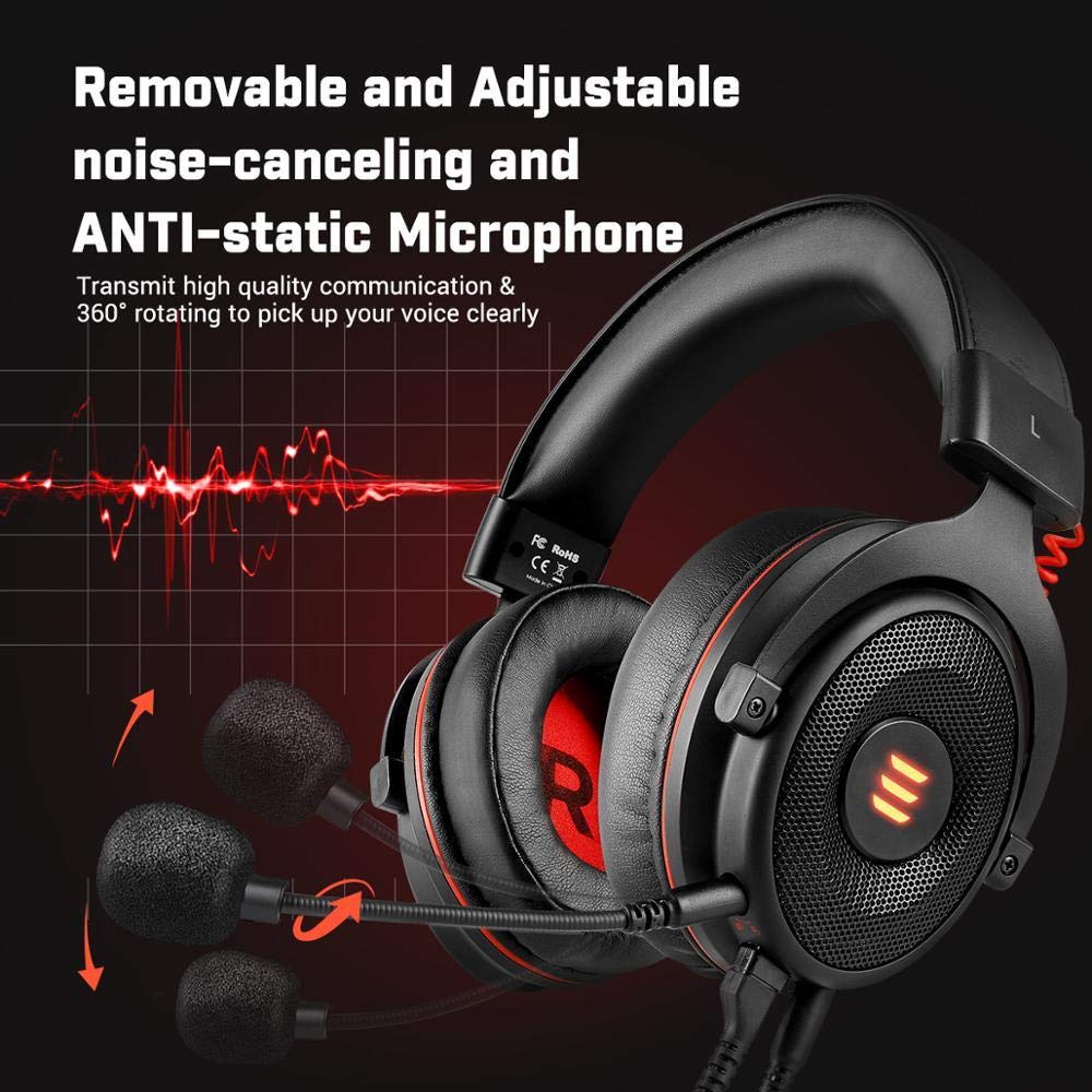 ADITAM 7.1 Virtual Surround Sound Gaming Headset with Noise Cancelling Mic - Wired Over-Ear Headphones for PC, Xbox, PS4 - Ultra Comfortable for Long Gaming Sessions & Online Meetings