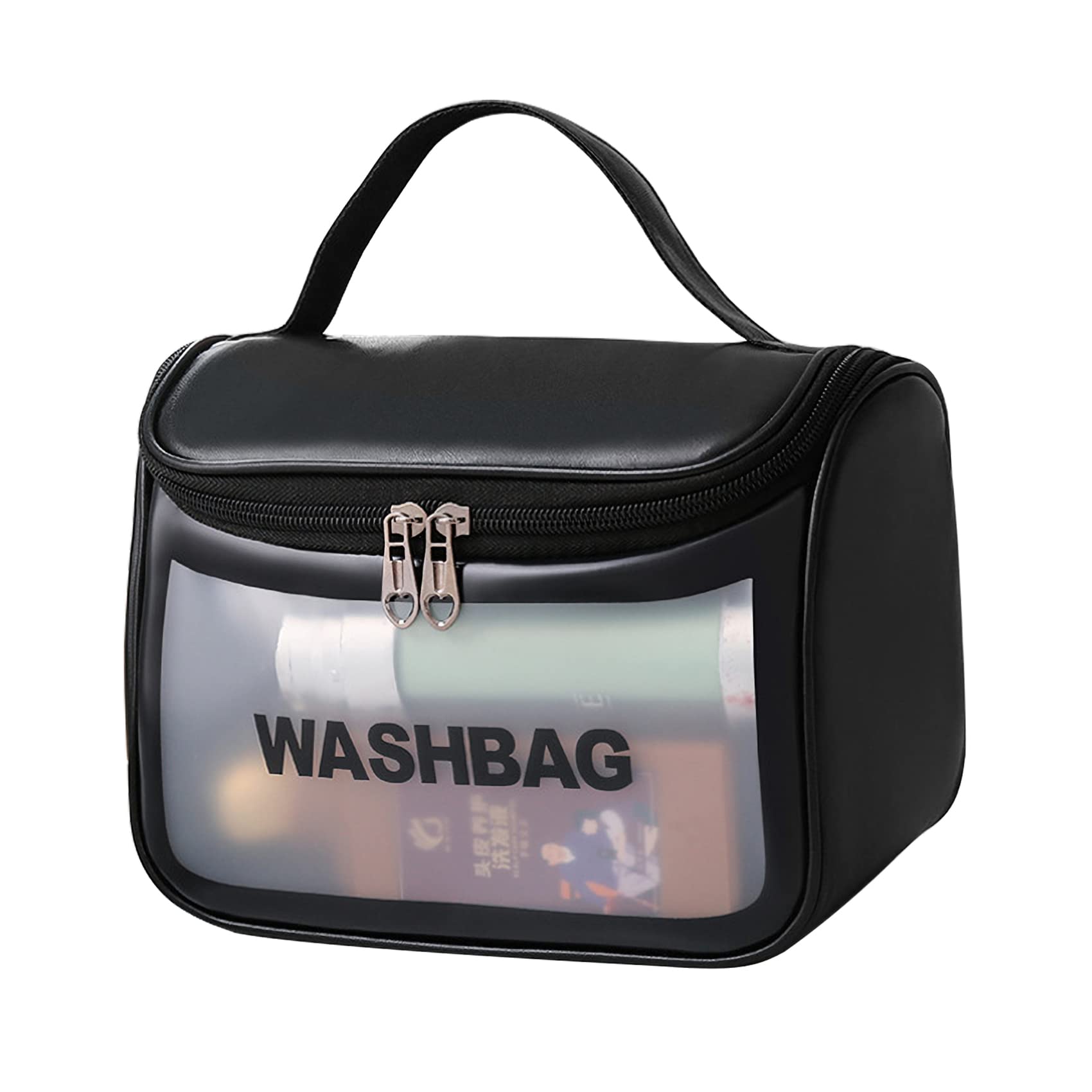 Waterproof Travel Toiletry Bag for Women & Men - Portable Makeup Organizer with Hanging Hook, Perfect for Vacation, Gym, Camping & Business Trips (Black)