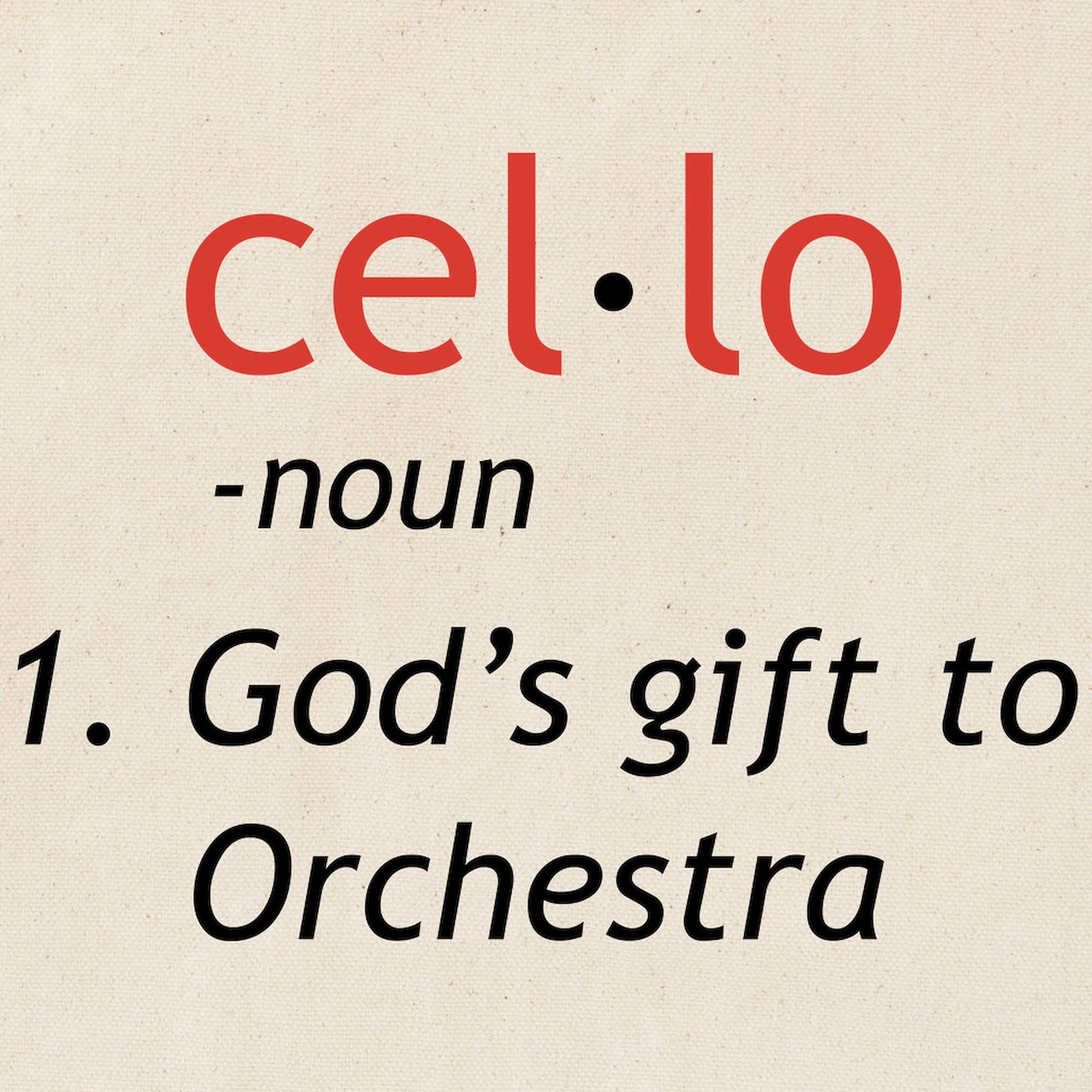 Cello Definition Tote Bag - Natural Canvas Reusable Shopping Bag for Musicians & Music Lovers - Perfect for Groceries, Books & Everyday Use