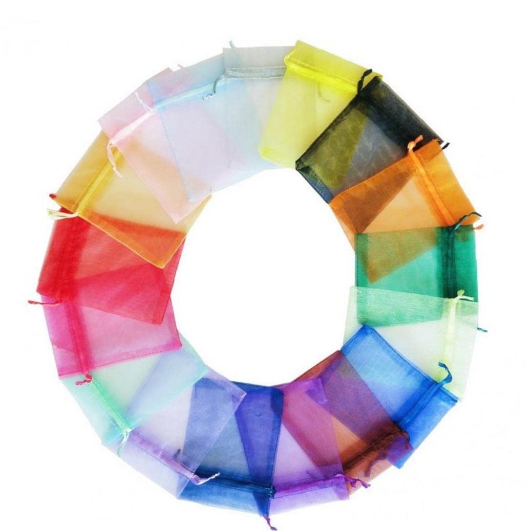 50pcs Small Organza Drawstring Bags - Jewelry Pouches & Gift Bags for Wedding Favors, Party Gifts, Candy Packaging - Mesh Sachet Bags for Jewelry Storage & Event Decorations