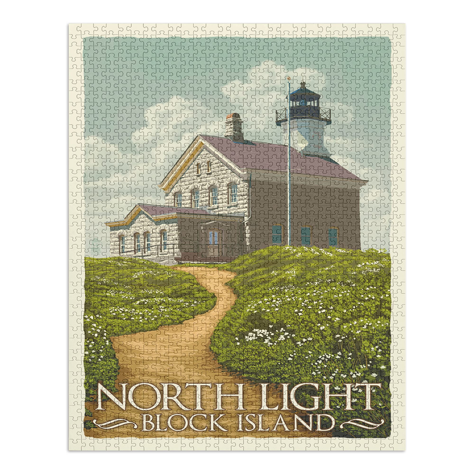 Premium 1000-Piece Block Island North Light Jigsaw Puzzle for Adults & Families | 19x28.5 Inch Challenging Puzzle | Made in USA | Perfect for Family Game Nights & Home Decor