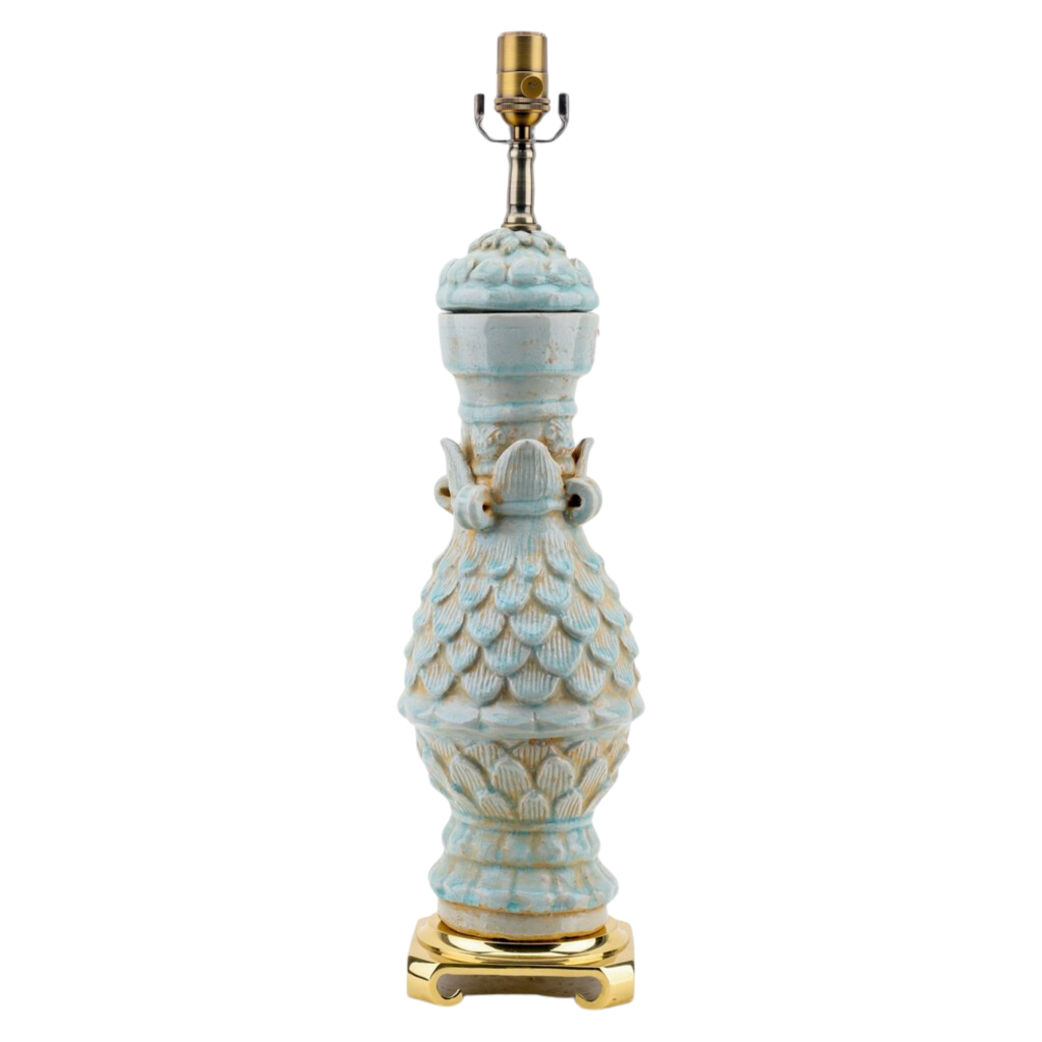 Celadon Lotus Petal Vase Lamp - Handcrafted Ceramic Table Lamp with Nature-Inspired Design for Home Decor, Living Room, Bedroom & Office Lighting