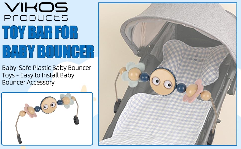 Baby Bouncer Toy Bar with Googly Eyes - Safe Plastic Stroller Arch Toy for Car Seat & Bouncer - Easy Install No Music Baby Activity Toy - Perfect for Playtime, Travel & Sensory Development