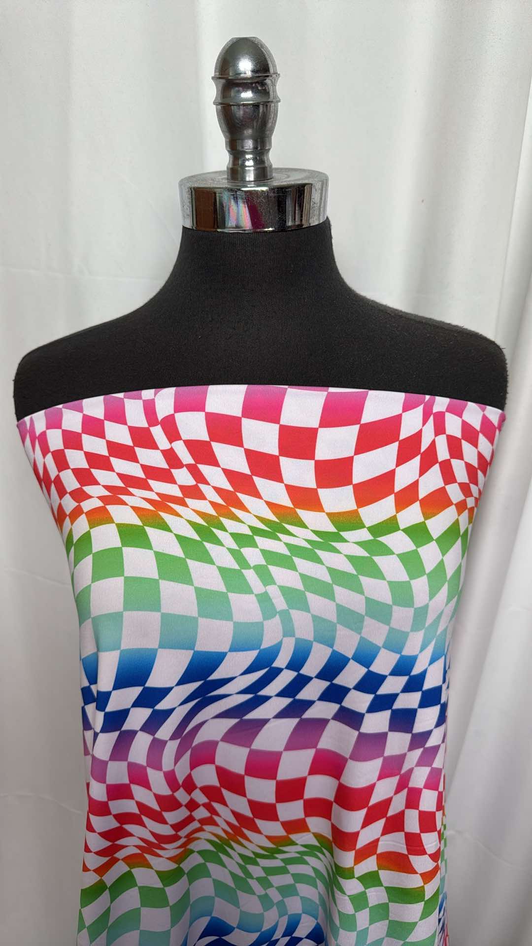 Warped Check Yoga Performance Fabric - 3 Yard Cut for Yoga Pants, Leggings & Activewear