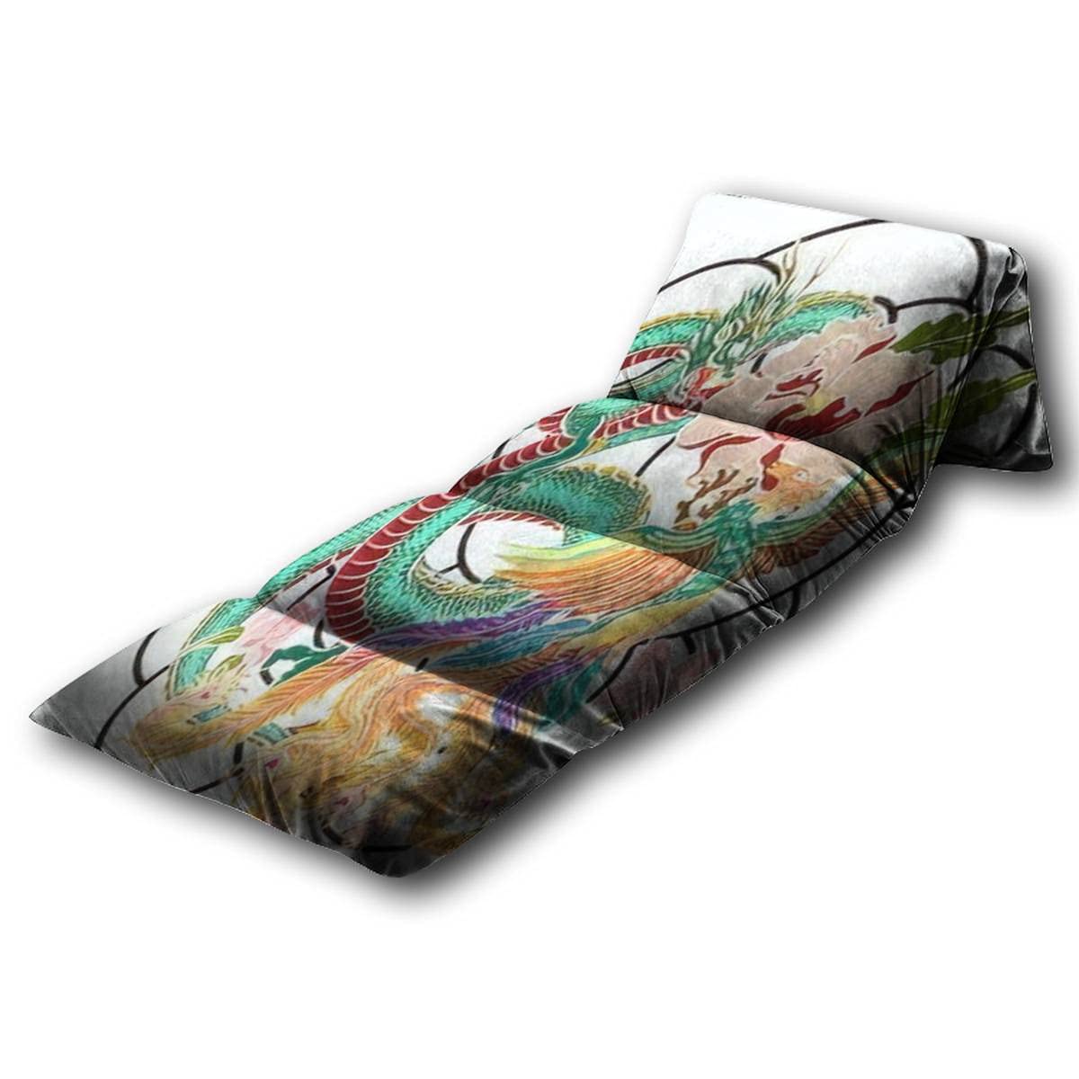 Chinese Dragon & Phoenix Battle Floor Pillow - King Size Kids Lounger for Reading, Gaming & Slumber Parties - Soft Traditional Tattoo Design Floor Mat for Bedroom & Playroom