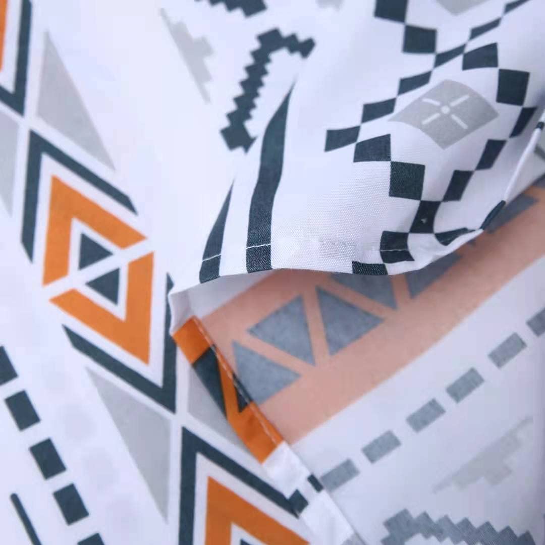 Boho Queen Bed Sheet Set - 3 Piece Orange Boho Bedding with 1 Fitted Sheet & 2 Pillowcases, 14