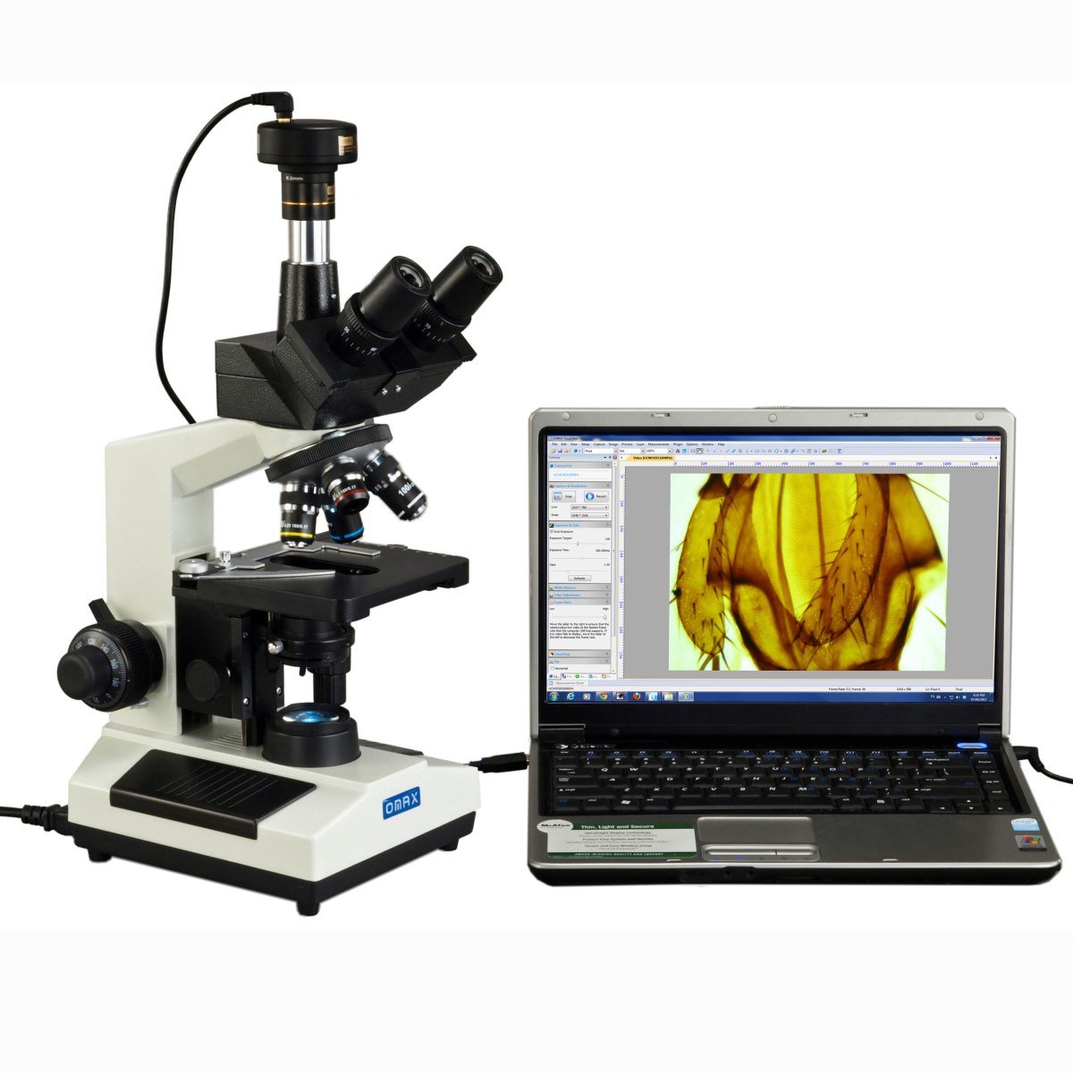 OMAX 40X-1600X Trinocular Compound LED Microscope with 3MP Digital Camera - Professional Lab & Classroom Use for Biological Research & Education